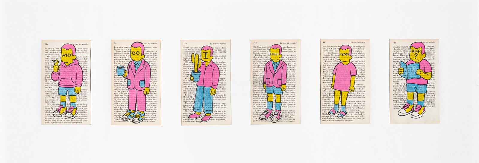 Why do I hide from help?, Acrylics on paper, 40x102cm, 2025.