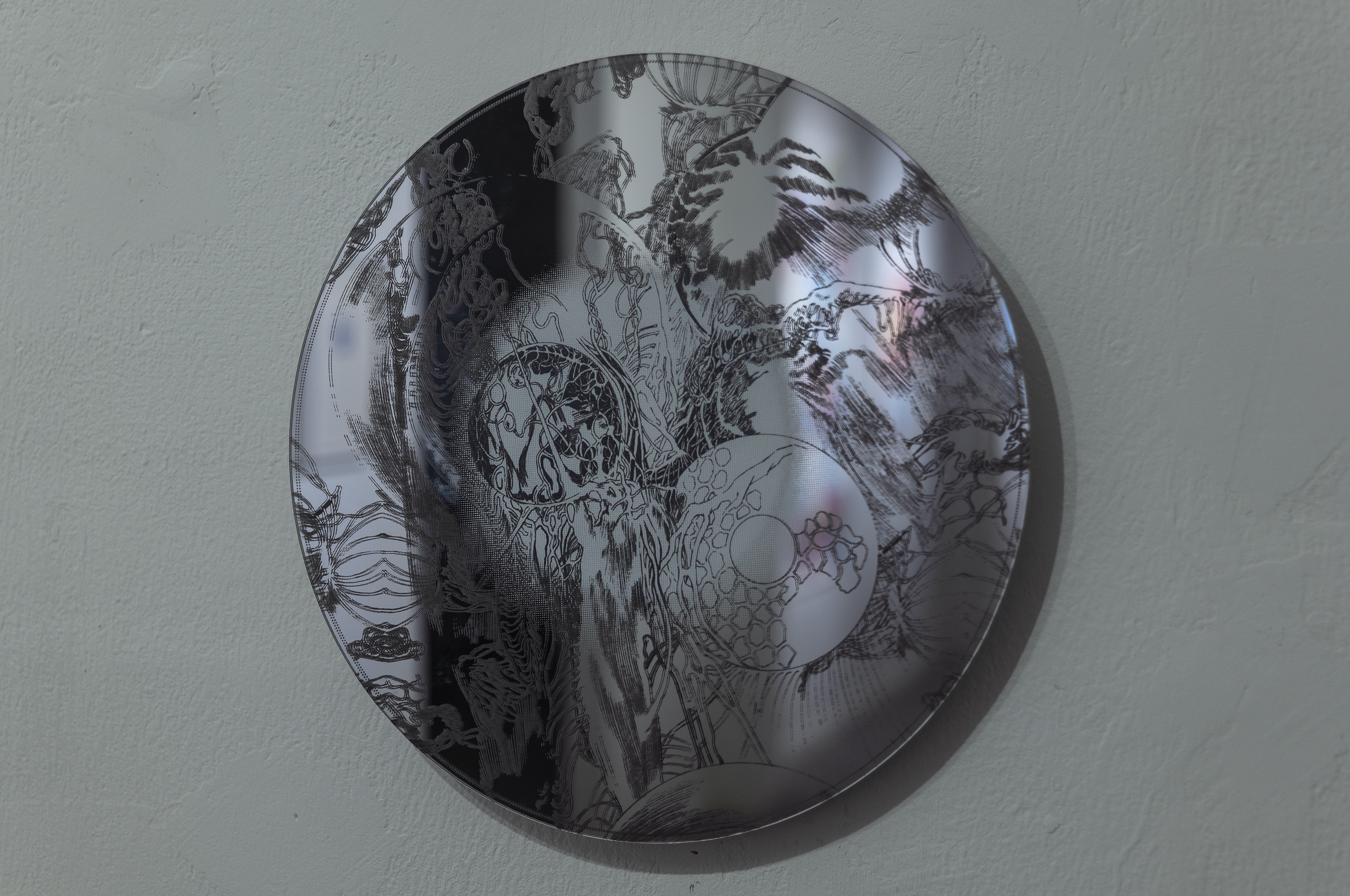 Landscape: Lens 3 2019, silkscreen on mirror, 12-inch diameter / 30 cm diameter, edition of 27 + 3 AP + 1 PP