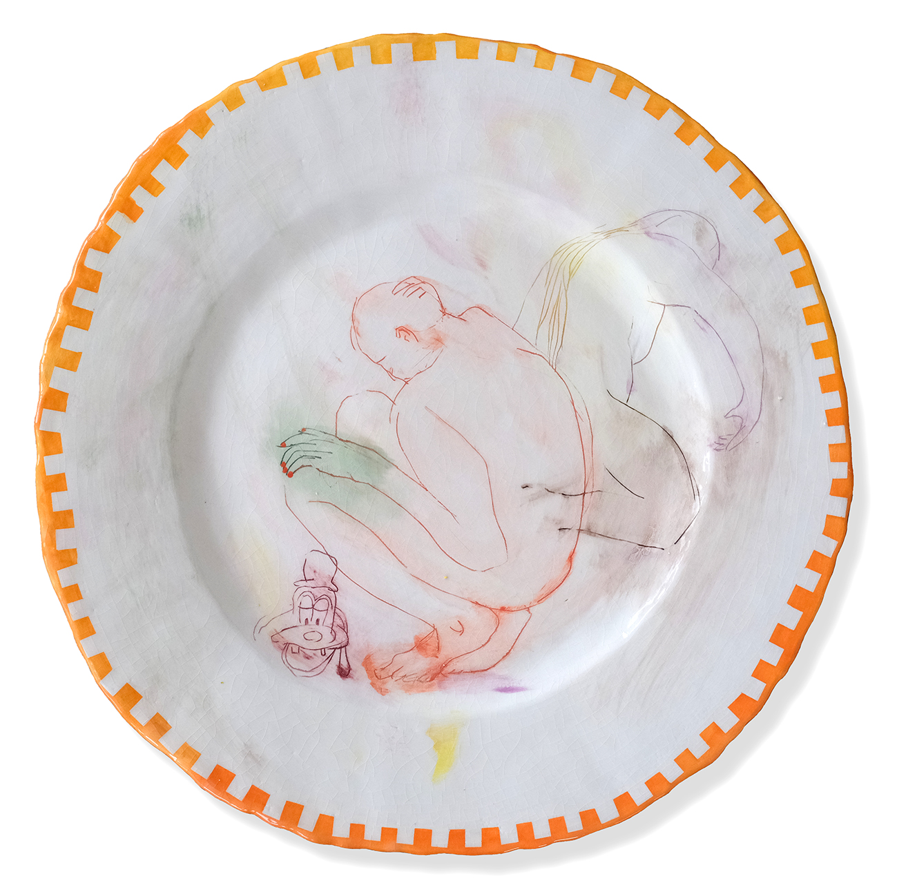 At the bottom of my heart No 15, 2024   Hand-built, stoneware with engobe, transparent glaze 37 Ø x 2.5 H x cm