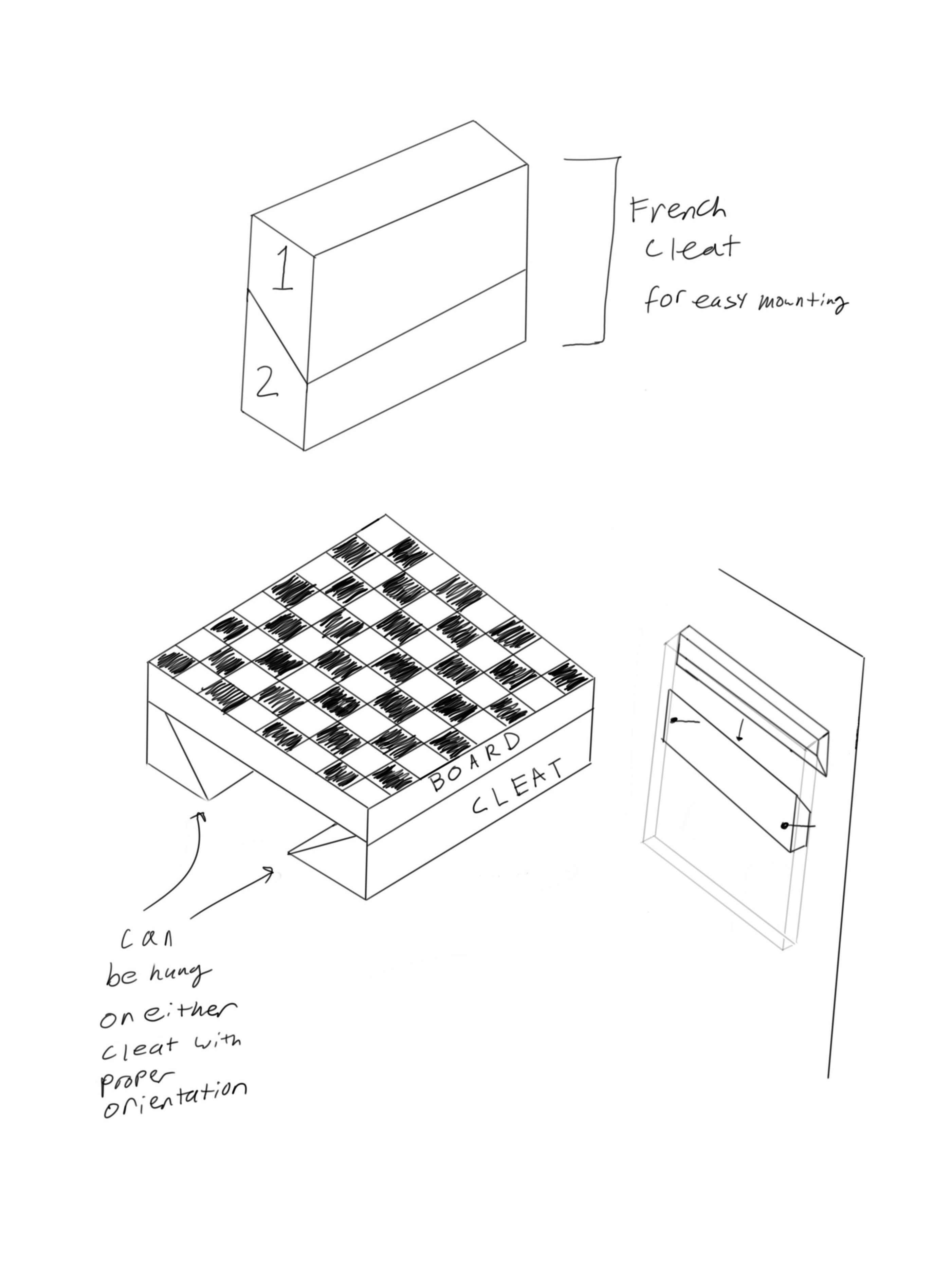 Board to wall attachment sketch