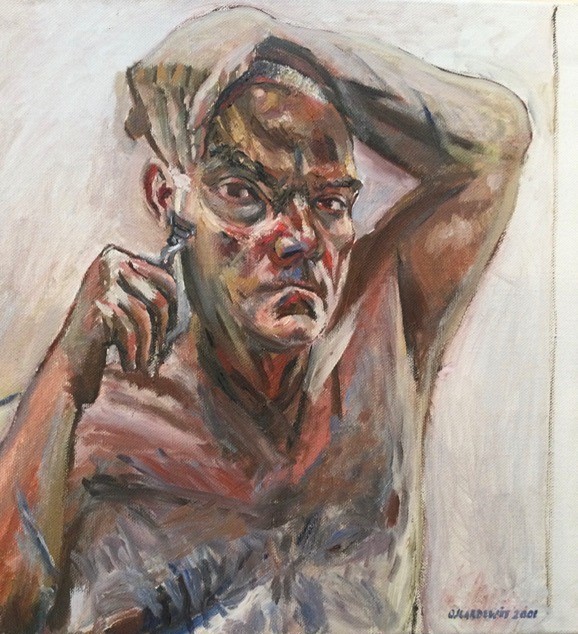Self-portrait with razor 2001 - 55x45 cm, oil