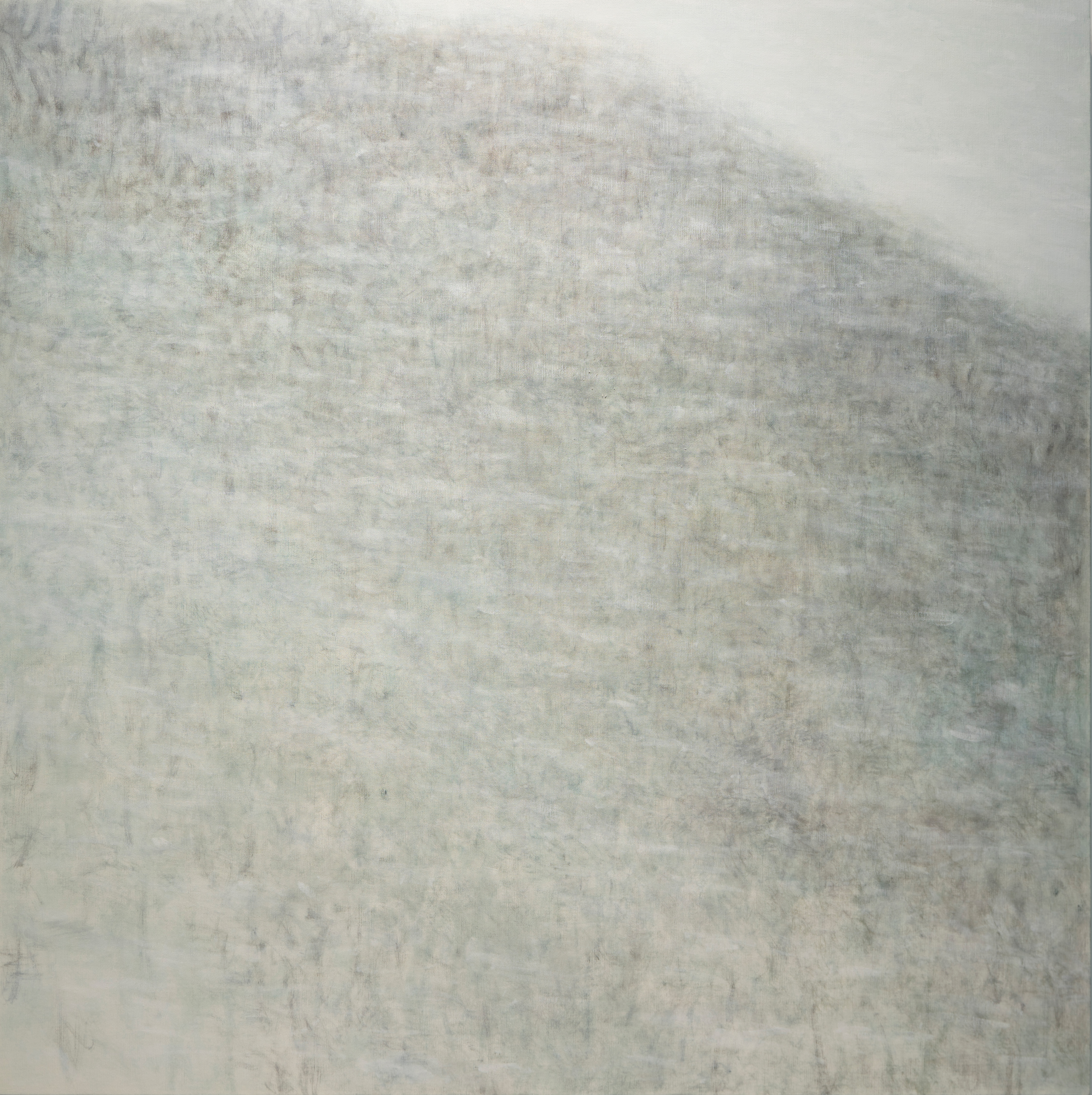 雪中山坡 Snowfall Hillside, 120×120cm, Acrylic on canvas, 2024