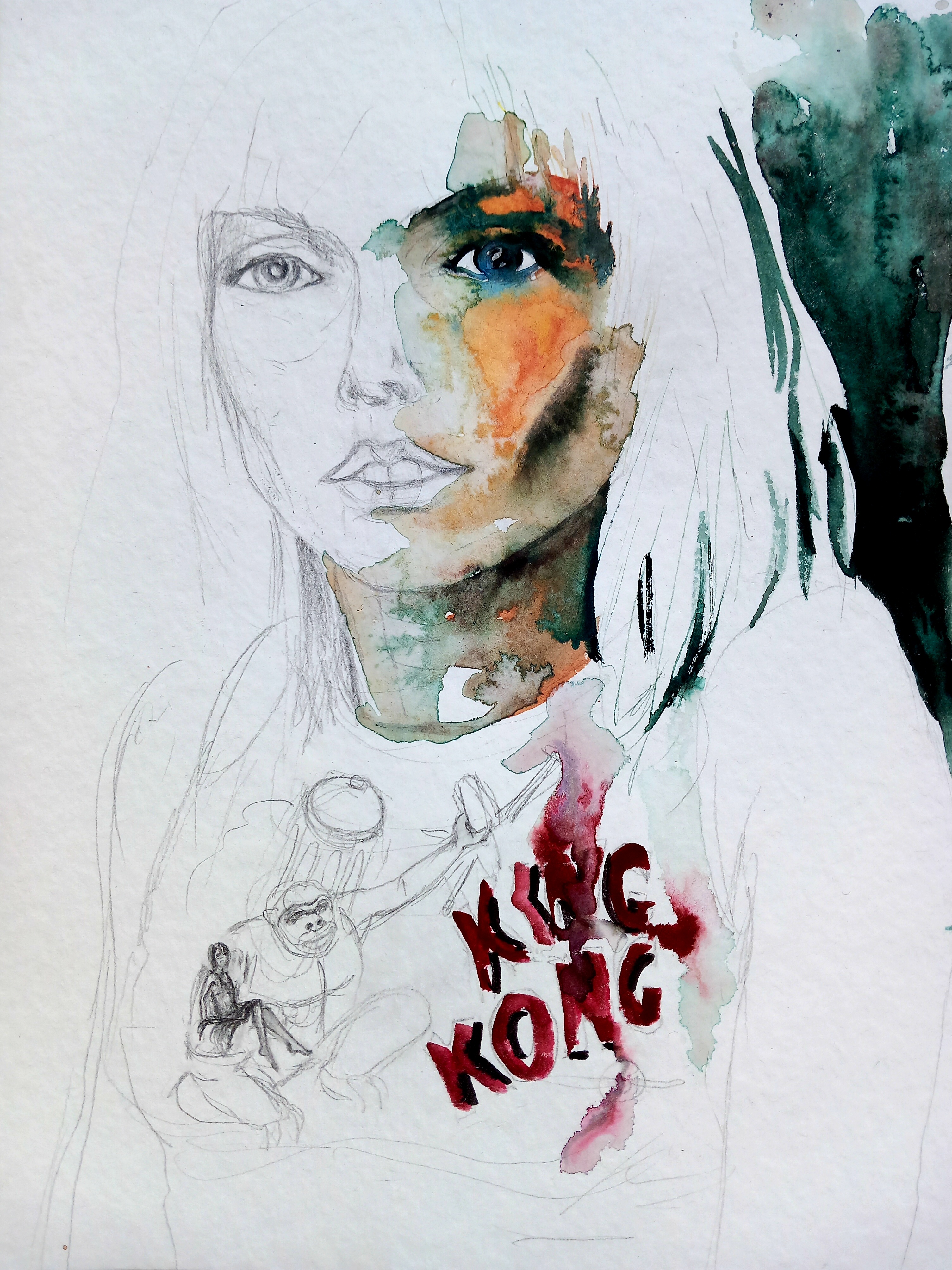 Debbie/King Kong, série merch 2025, 30x40cm, techniques mixtes