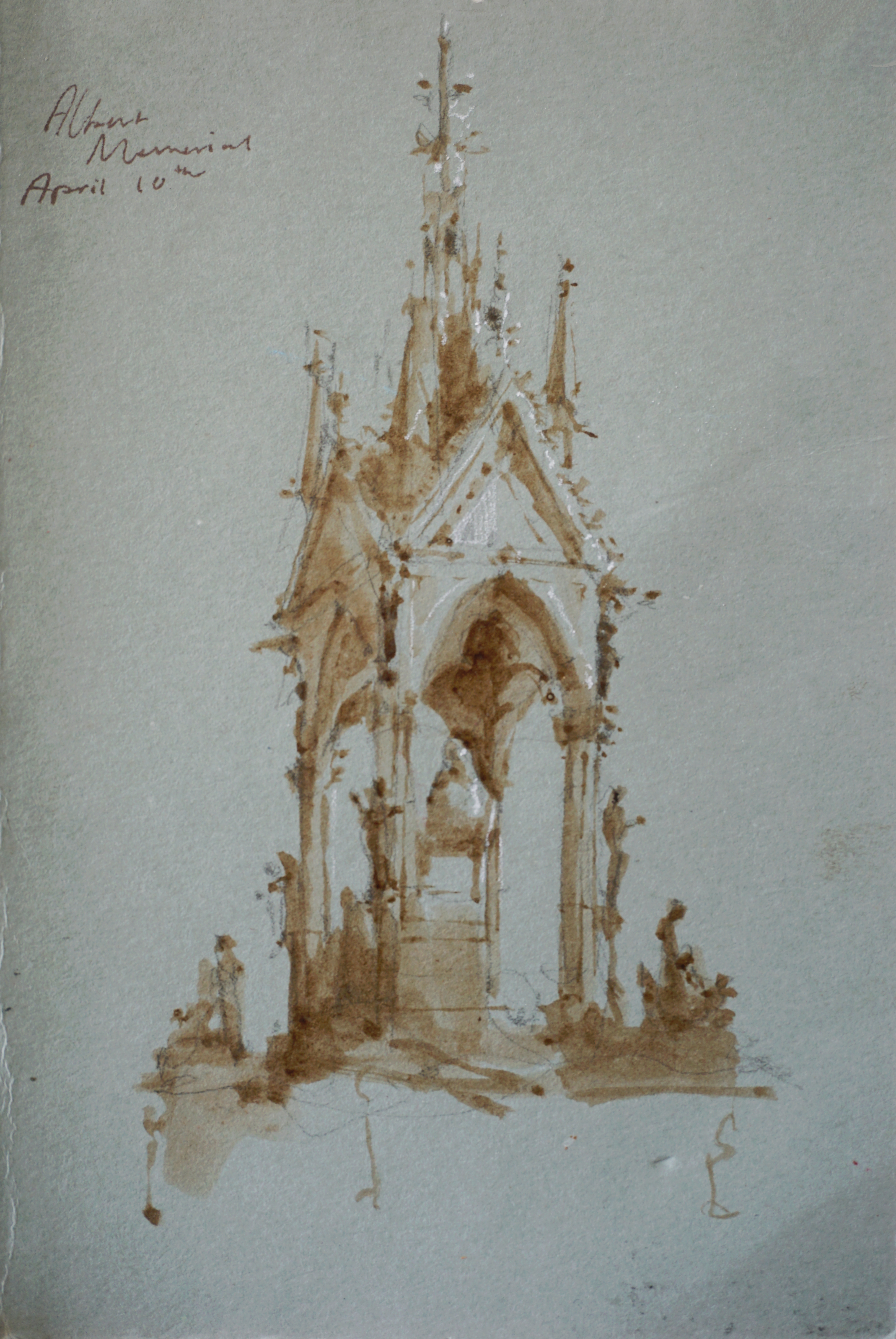 Victoria and Albert Memorial, Walnut Ink and Chalk, SOLD