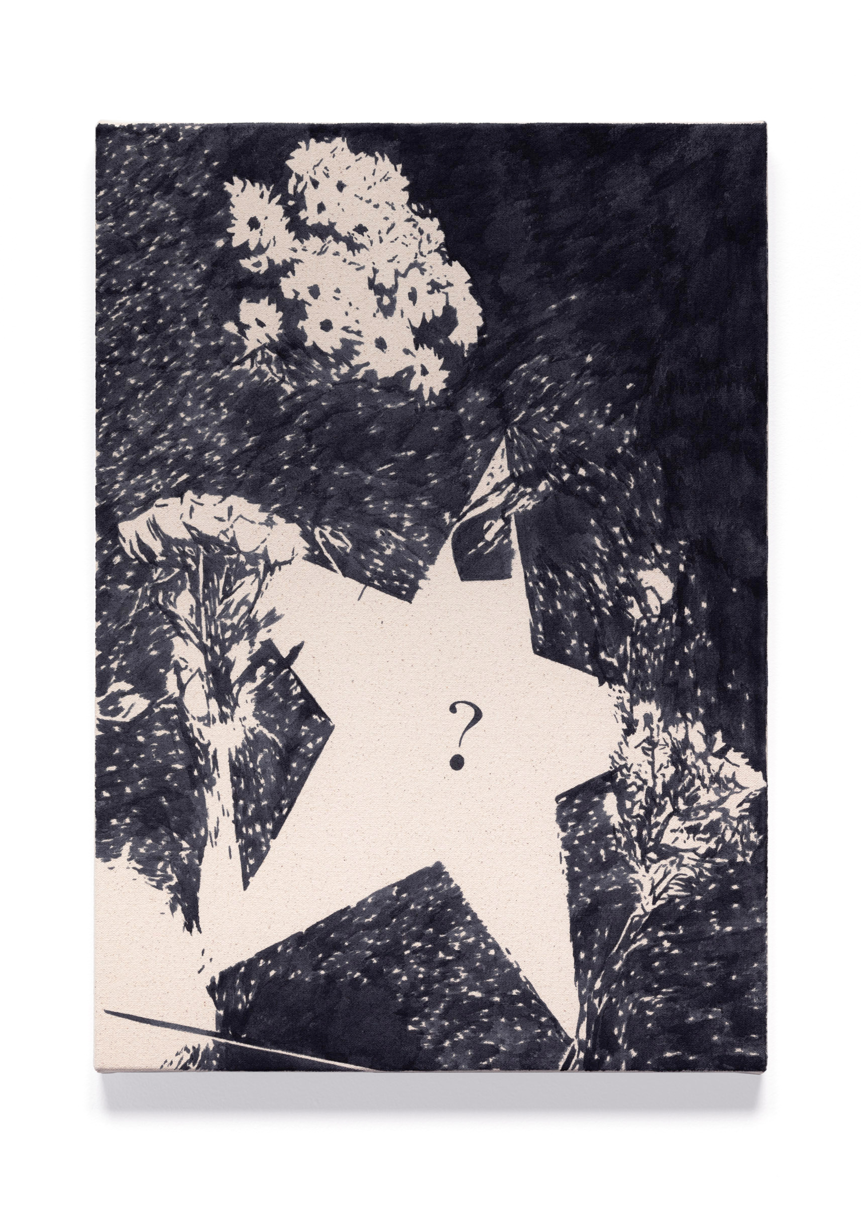 “Hollywood Star Question Mark”, gouache on canvas, 20 X 14.25in., 2024