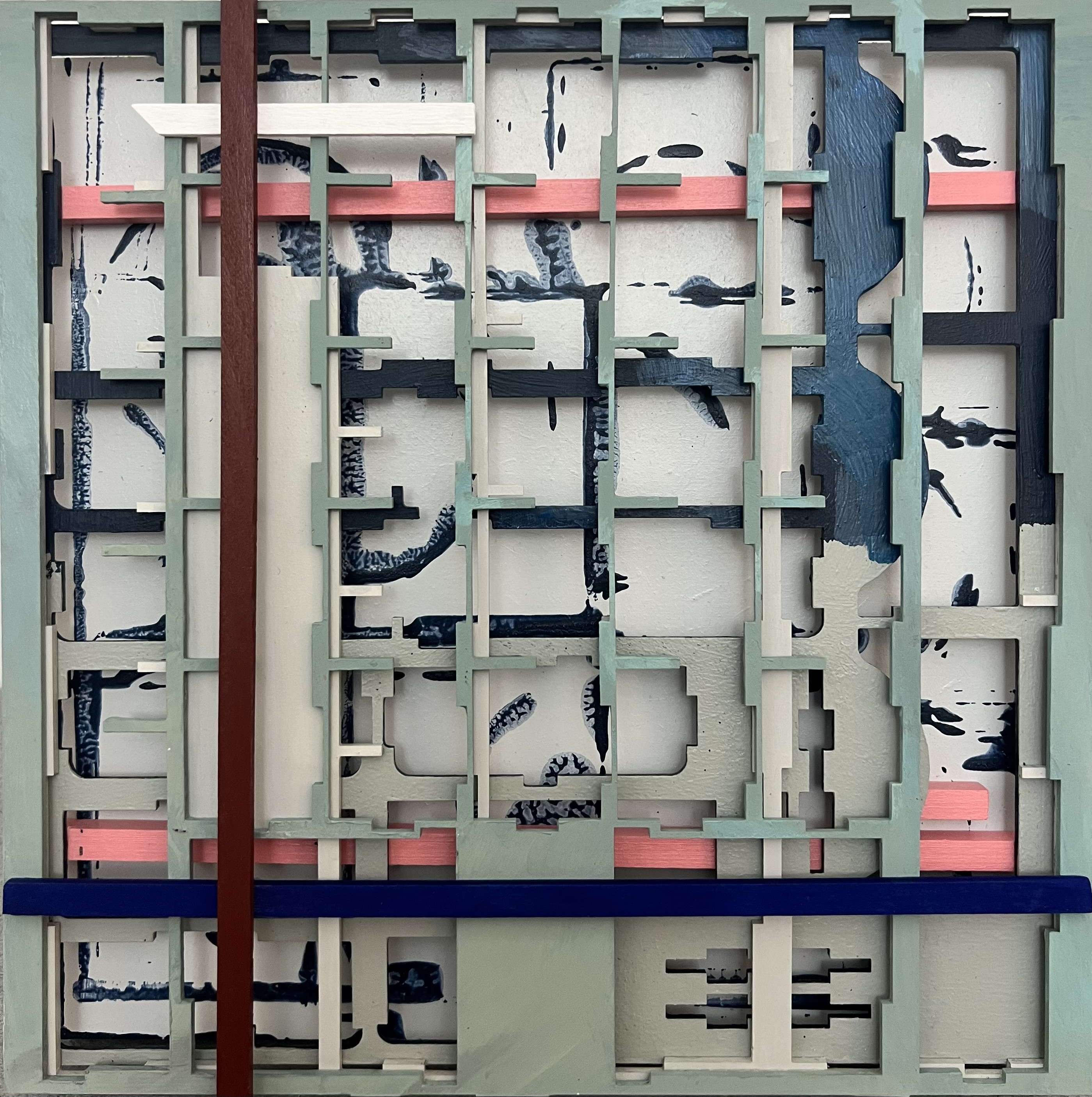 "Structura Game Box  V" 2023 Mixed Media on MDF 30x30x5 cm