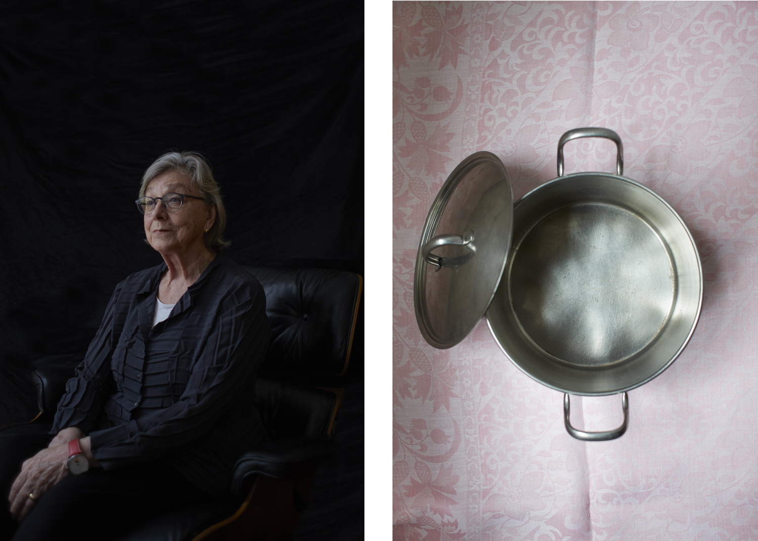 Sirje Helder Gold 7 years old. Sirje remembers waking up after a night at sea and when she looked out they were surrounded by huge boulder-like islands (the Finnish archipelago). Object: A saucepan made the cut when Sirje’s mother decided what to pack.