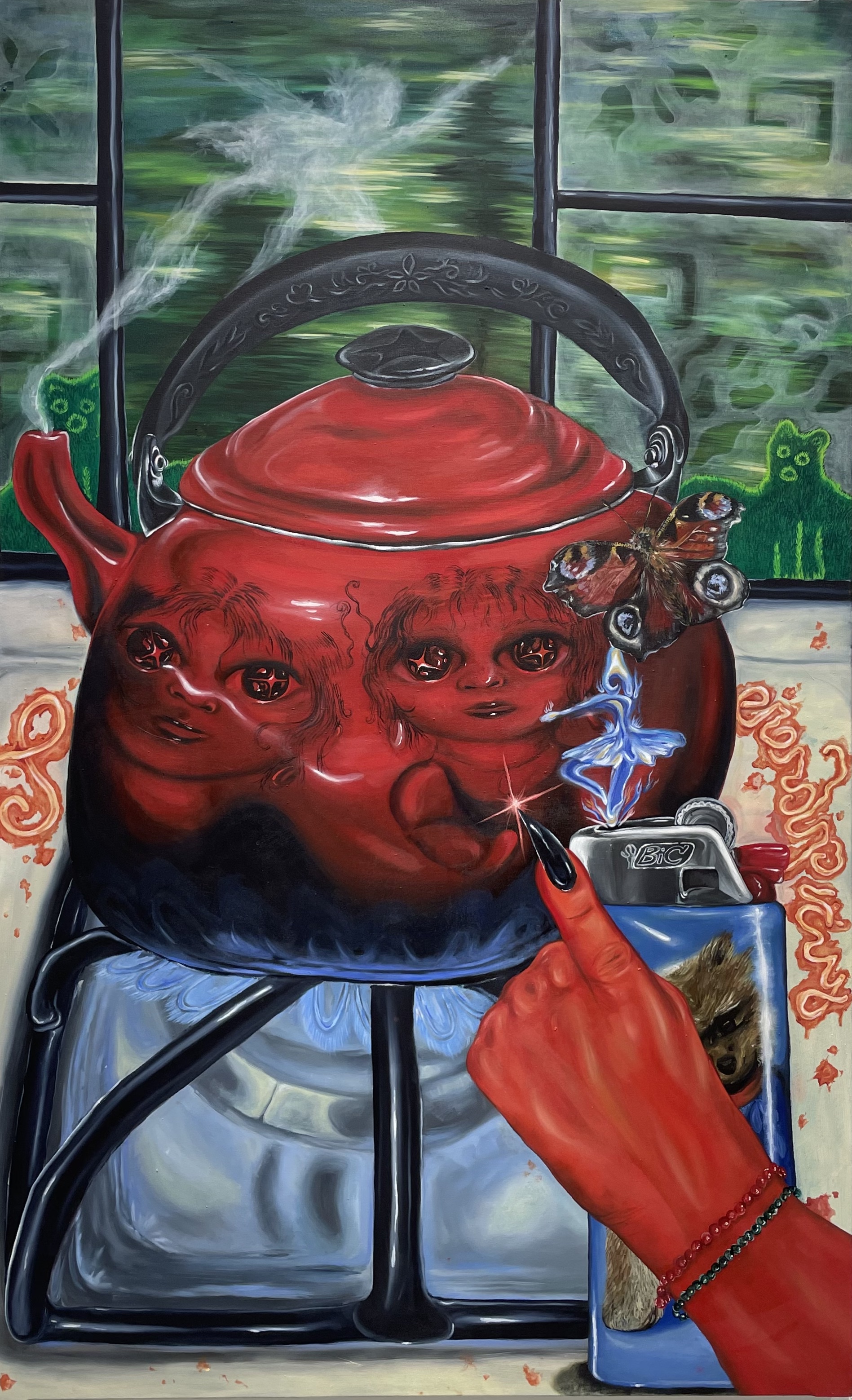 serendipity spaghetti stain (2023), oil on canvas. 146 x 90 cm. 