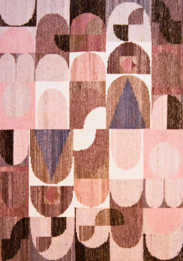 Handwoven wool rug. Serial production. 1990's