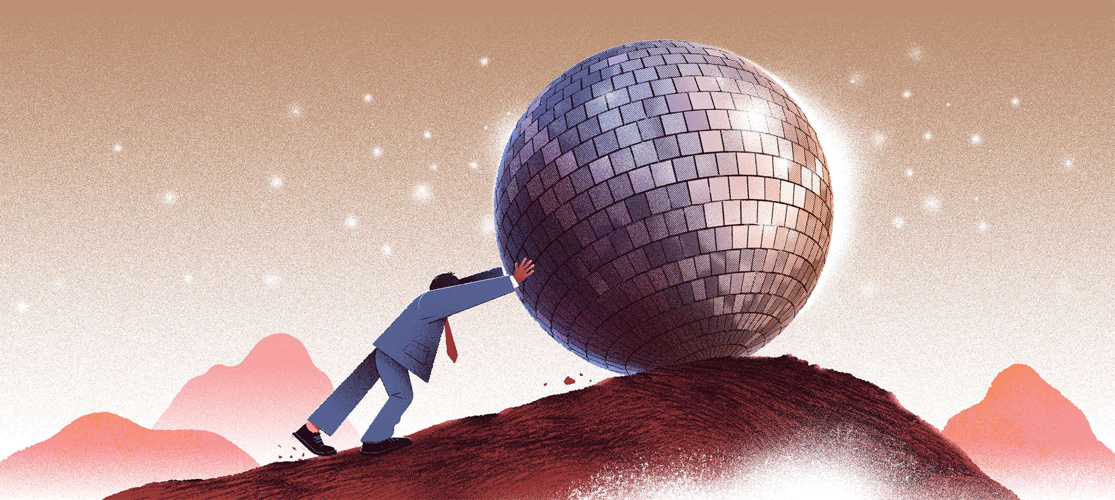 Party needs, editorial illustration for El Correo, about how pandemic has decreased our social life and celebrations, lifestyle, mental health. Adrian Astorgano