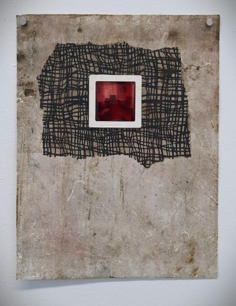 monotype and chine-coll&eacute; on cut paper with found 127 superslide