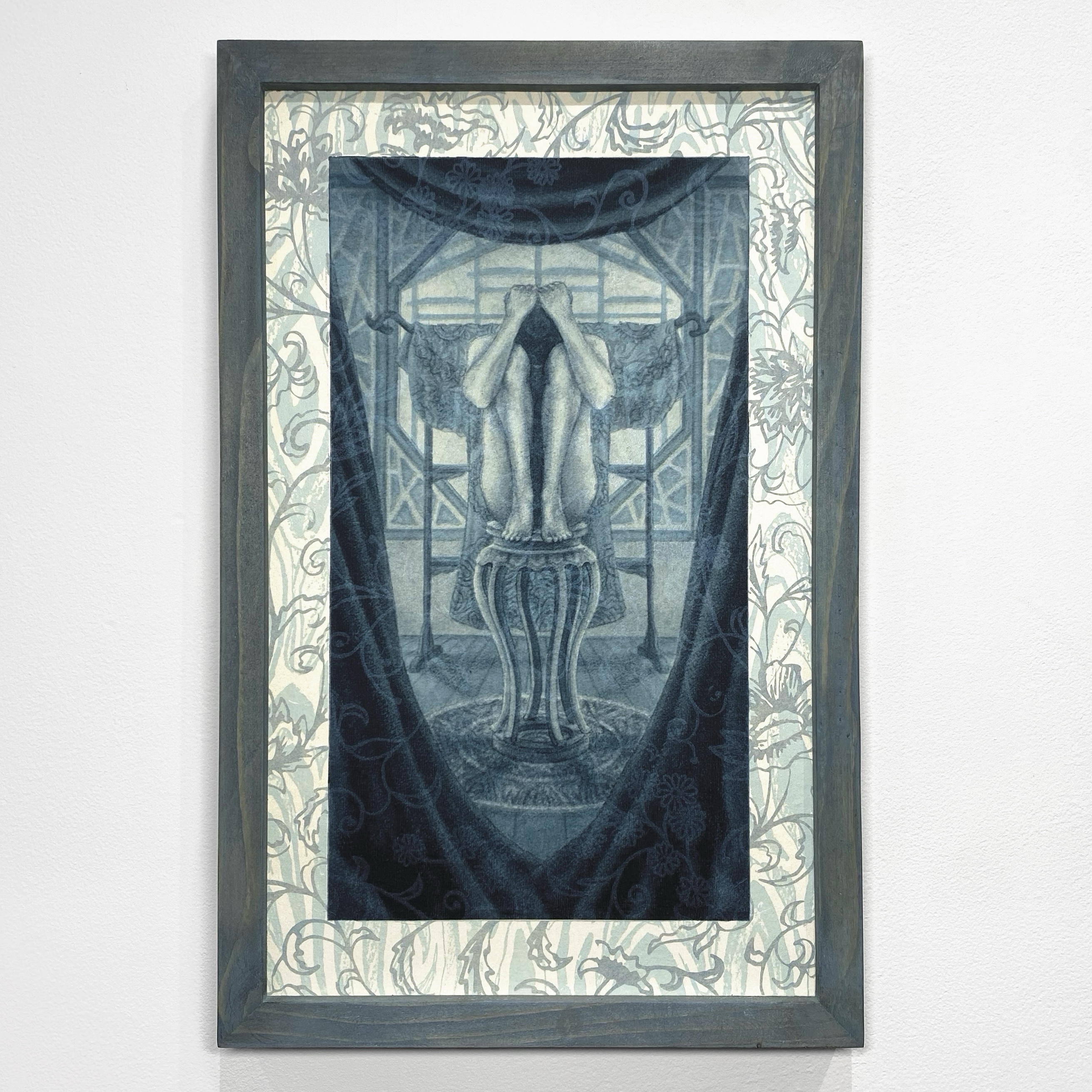 within the closing eye (lives relics of past lives) IV, 2024, 17&rdquo; x 10.5&rdquo;, photopolymer etching and silkscreen on paper