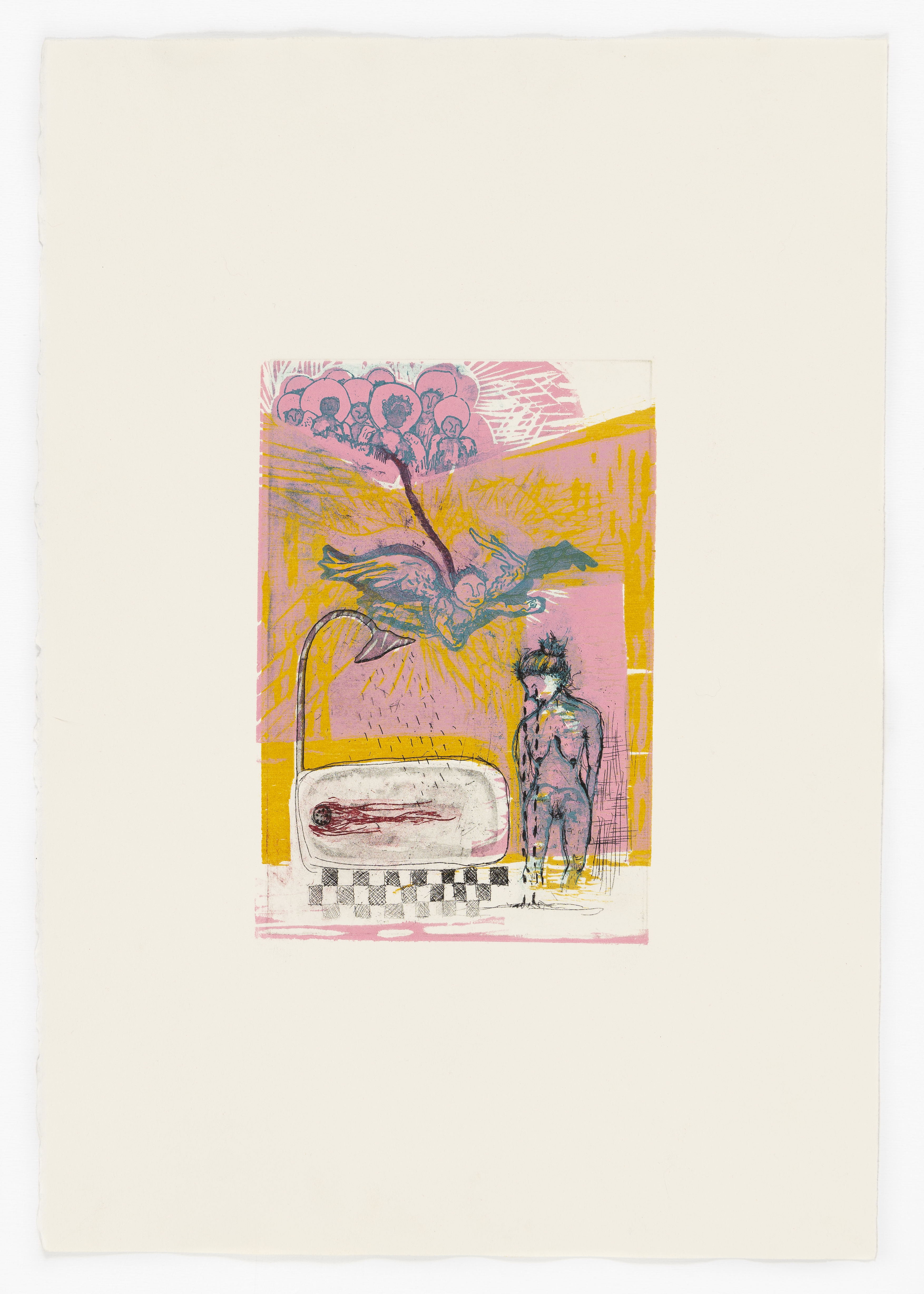 Bathtub (2021) Etching and Relief, 18"x12"