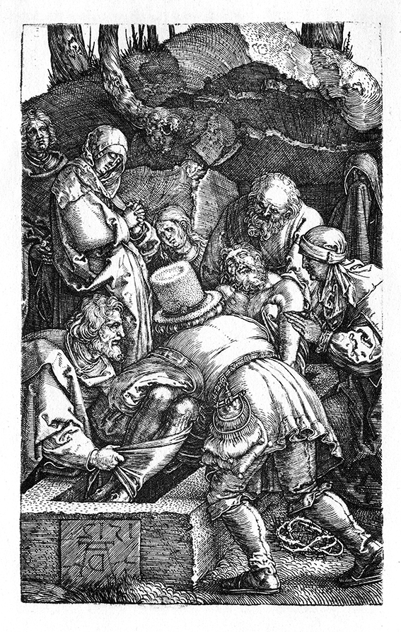 Passion of the Christ, 1512, Deposition (Passion № 13), engraving from 1680,  12 x 8 cm