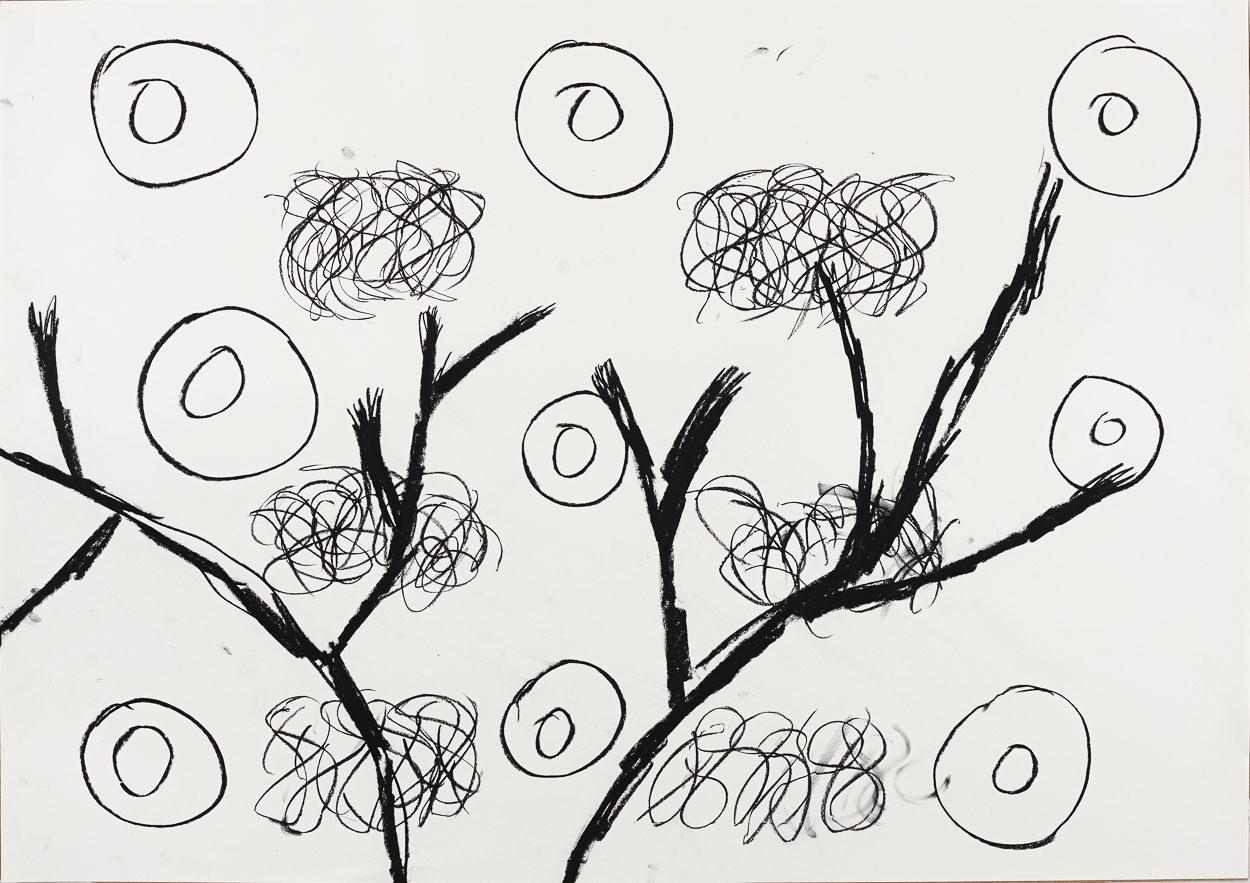 Tree and Spaceships, 2014. charcoal on paper. 95cm x 65cm
