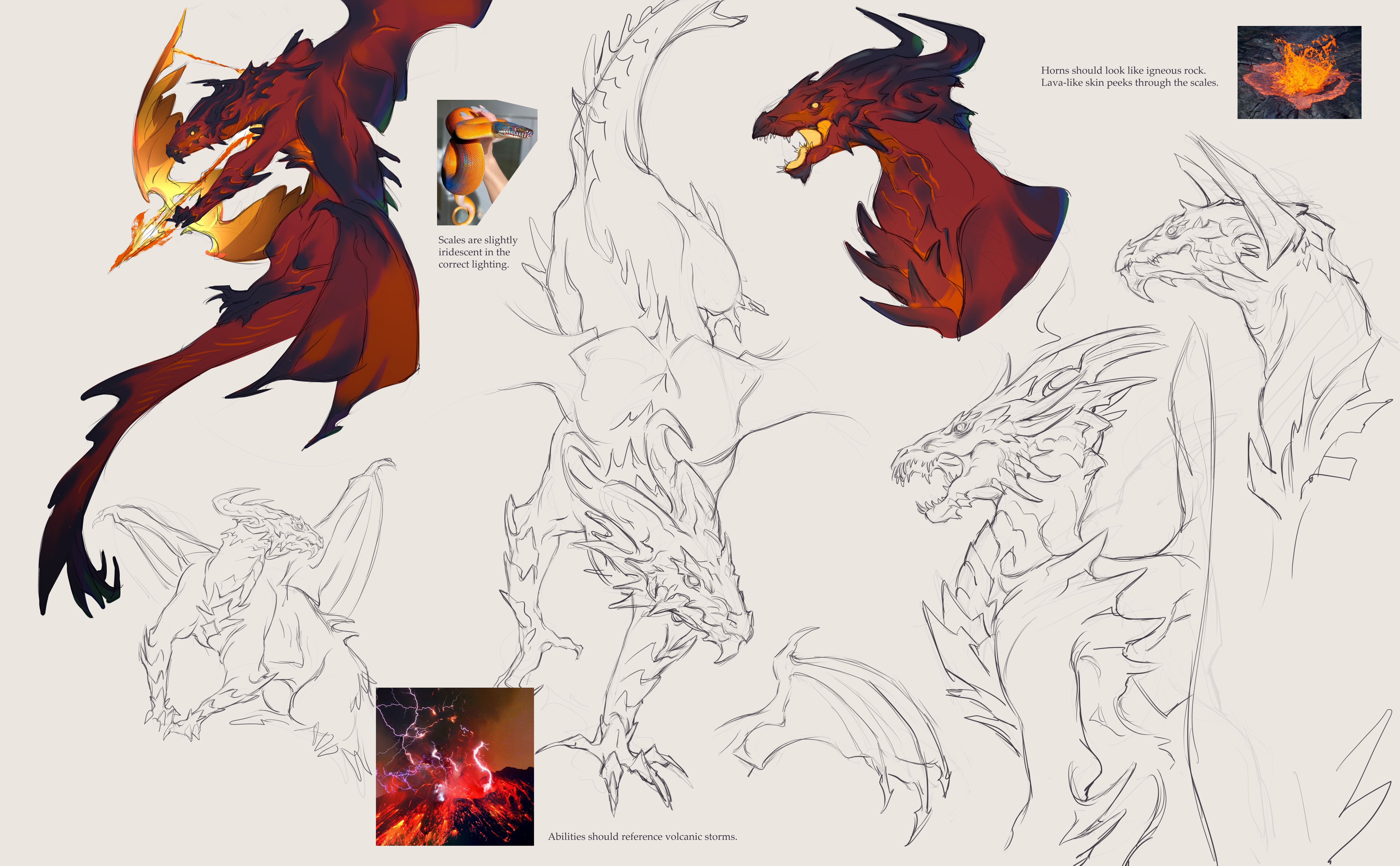 Volcanic dragon design for private commission.