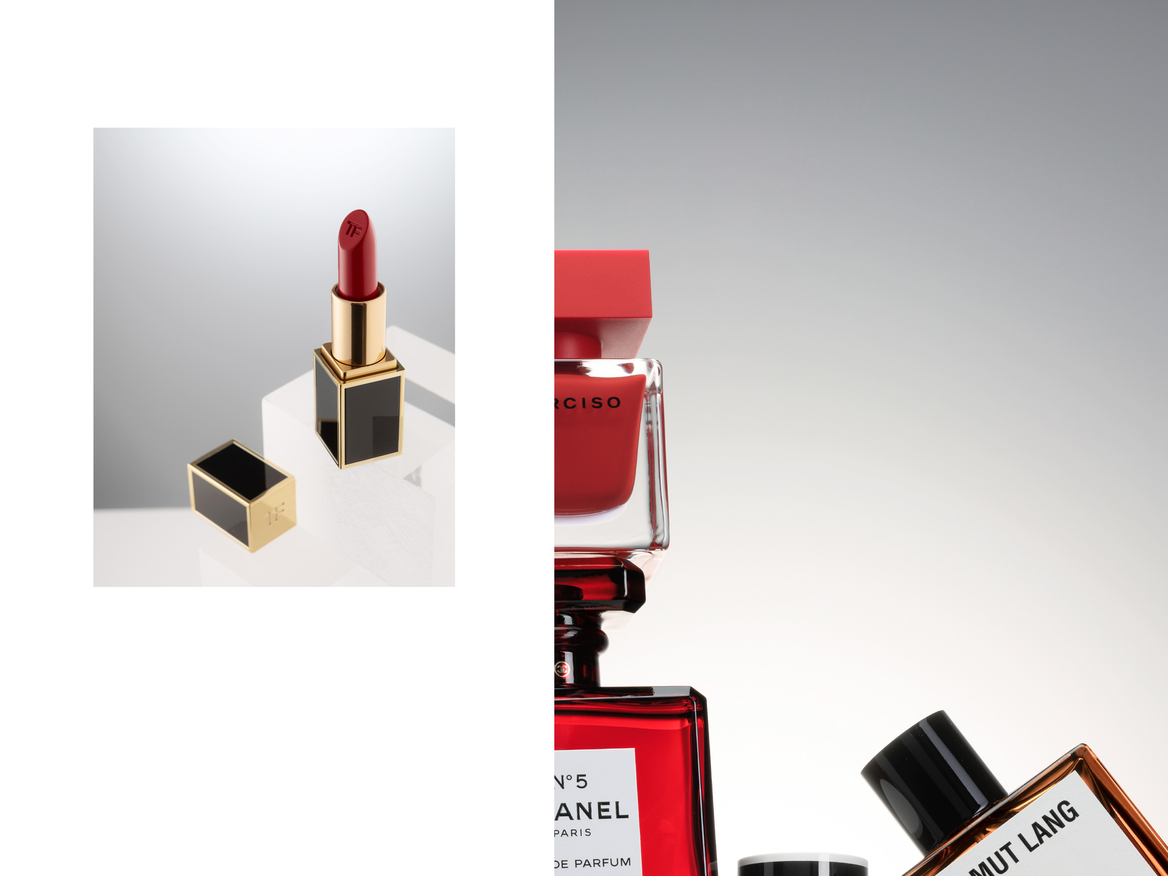 Sonja Gutschera + Leif Osthoff, Flacon, Lipstick, Close Up Beauty, Perfume, Rouge, Cosmetics, Scent, Water, Studio, Still Life, Plexi glass