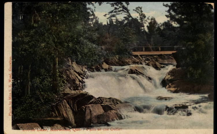 Fig. 5: Sally Eliza Wood, Falls at the Outlet, Brome Lake, ca. 1905, Coloured Postcard, 10.16 x 15.24 cm, BAnQ Rosemont-La Petite-Patrie, Canada.
