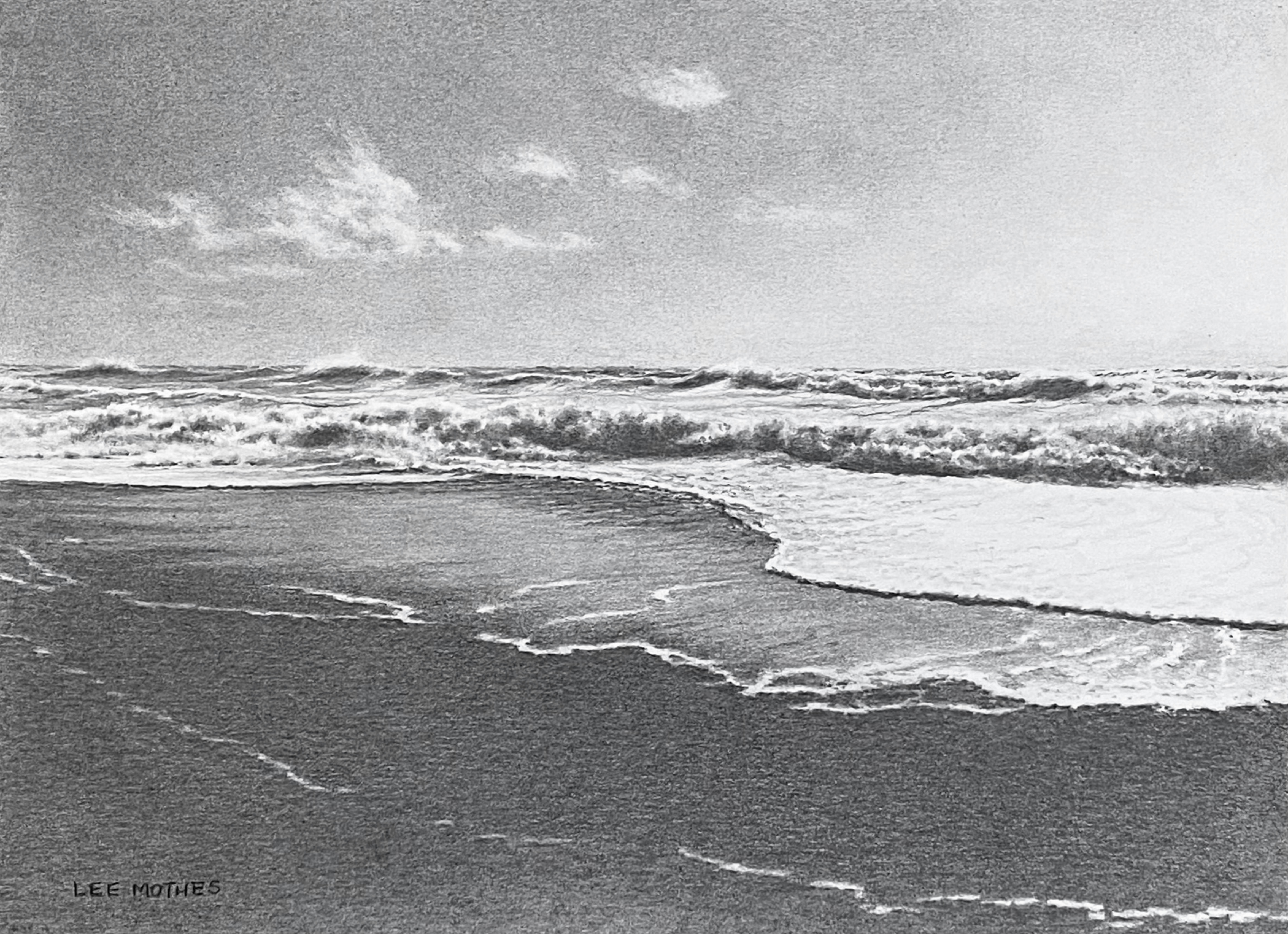 Receding Tide, 2023. Graphite on paper, 11 x 15 inches
