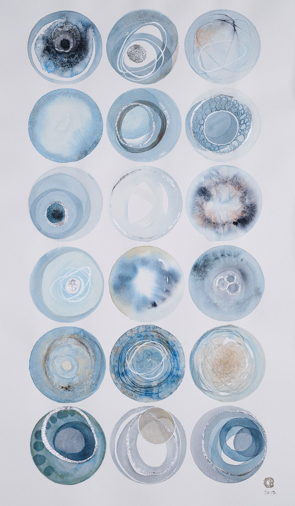 Shades of Life 2019  Watercolor, ink, and metallic foil 10" x 20"