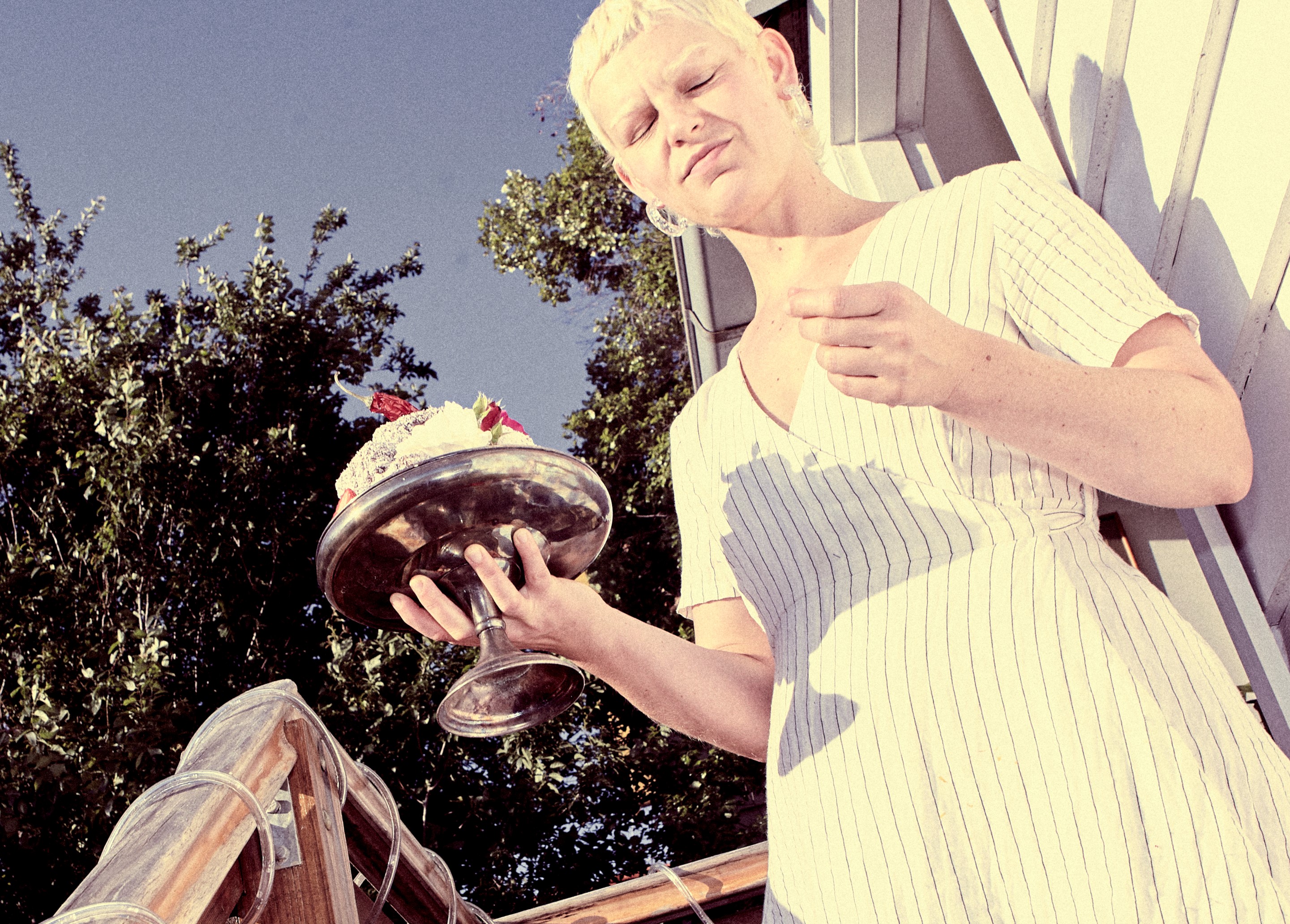 Backyard BBQ food fight for Corepret suit series. Image: Ilona Savchenko 