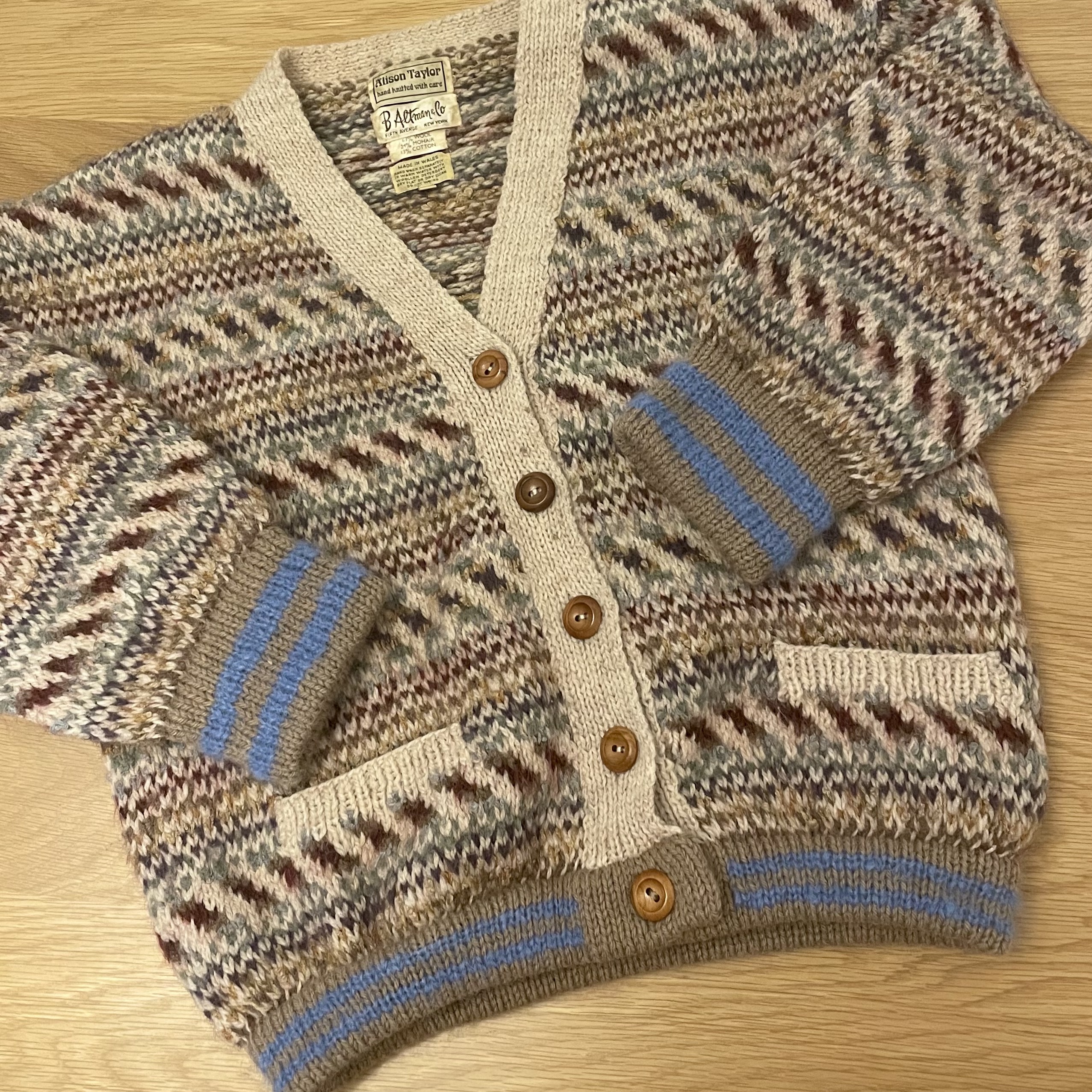 Custom Knit Cuff + Hem Repair on Vintage Cardigan