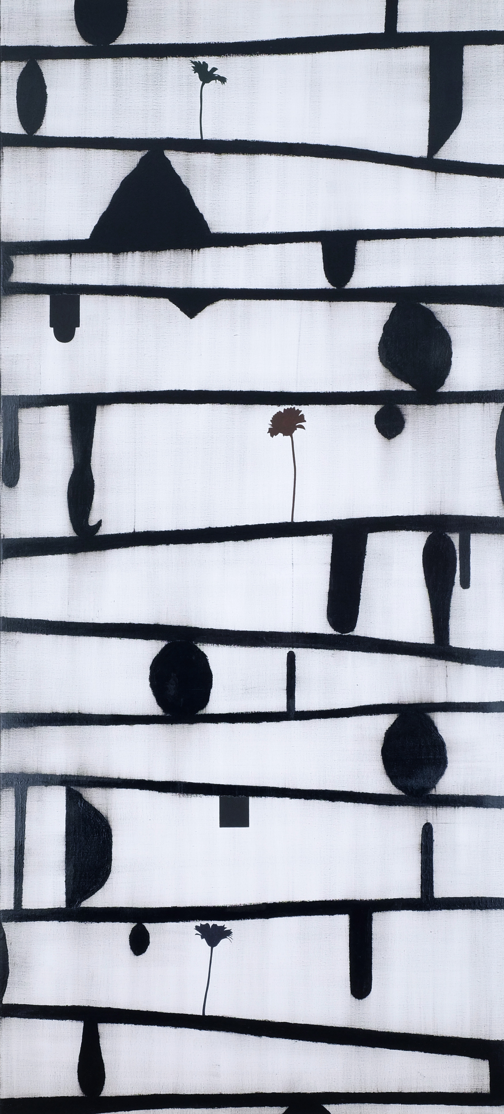 Untitled 2017, acrylic and oil on canvas, 220 x 100 cm