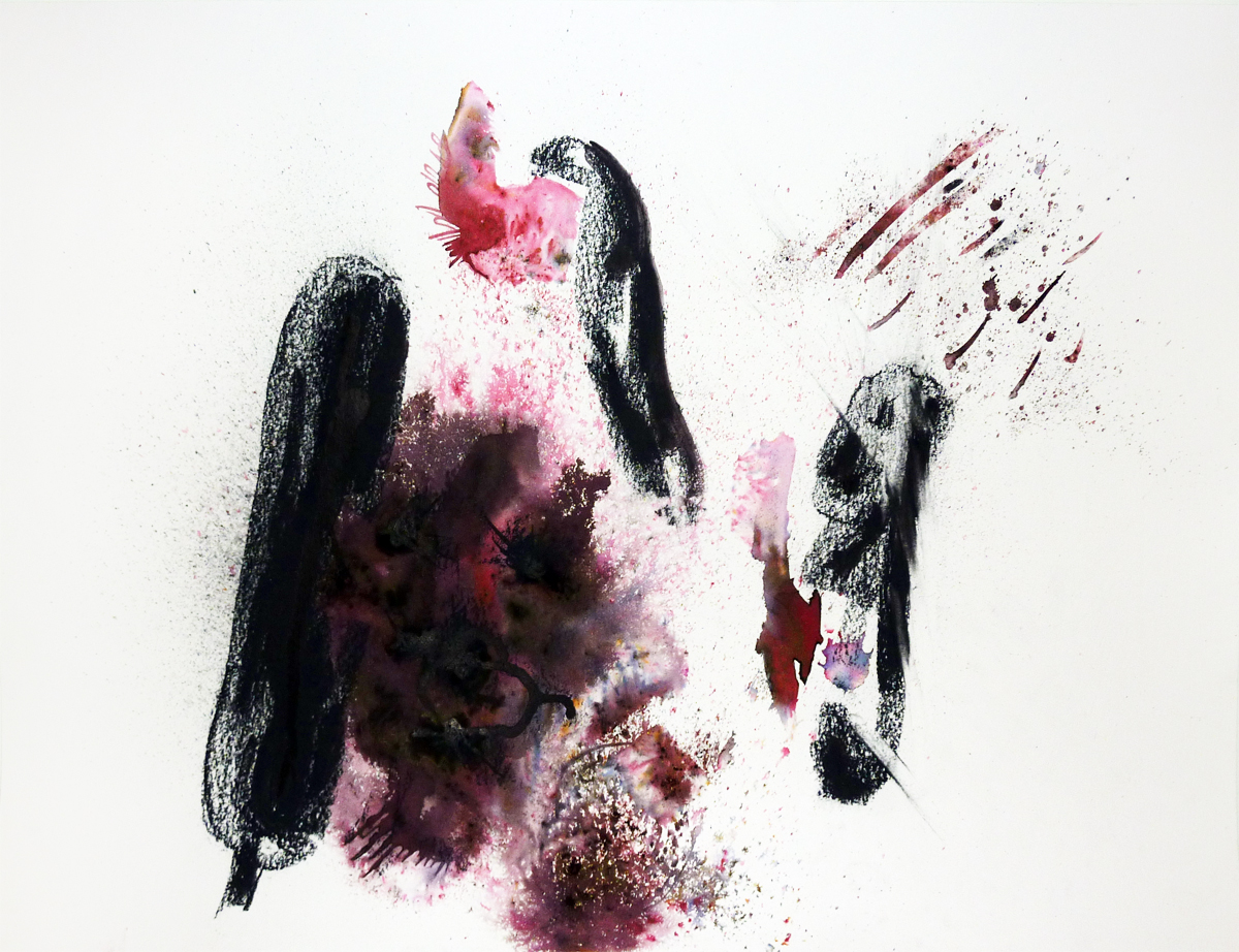  Cattail 2  Charcoal and dye pigment on paper, 18" x 24