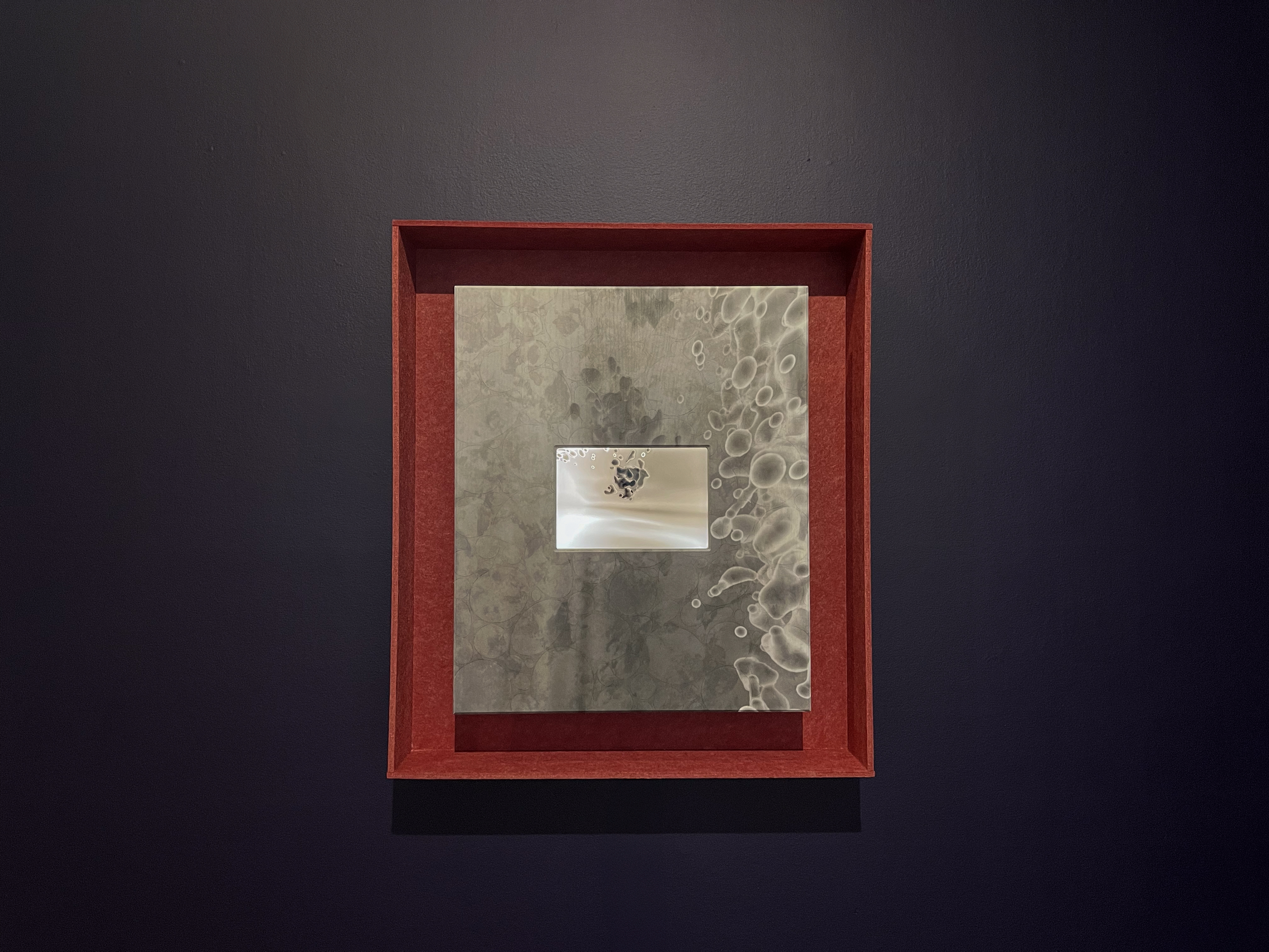 Claudia Hart Dream (Illumination), 2008/2025 Video (color, sound), screen, media player, speaker, pigment suspended in resin, acrylic paint and varnish, ash wood, felt 30.5 x 26.5 x 5 in. / 77.5 x 67.3 x 12.7 cm 7 min 14 sec, loop
