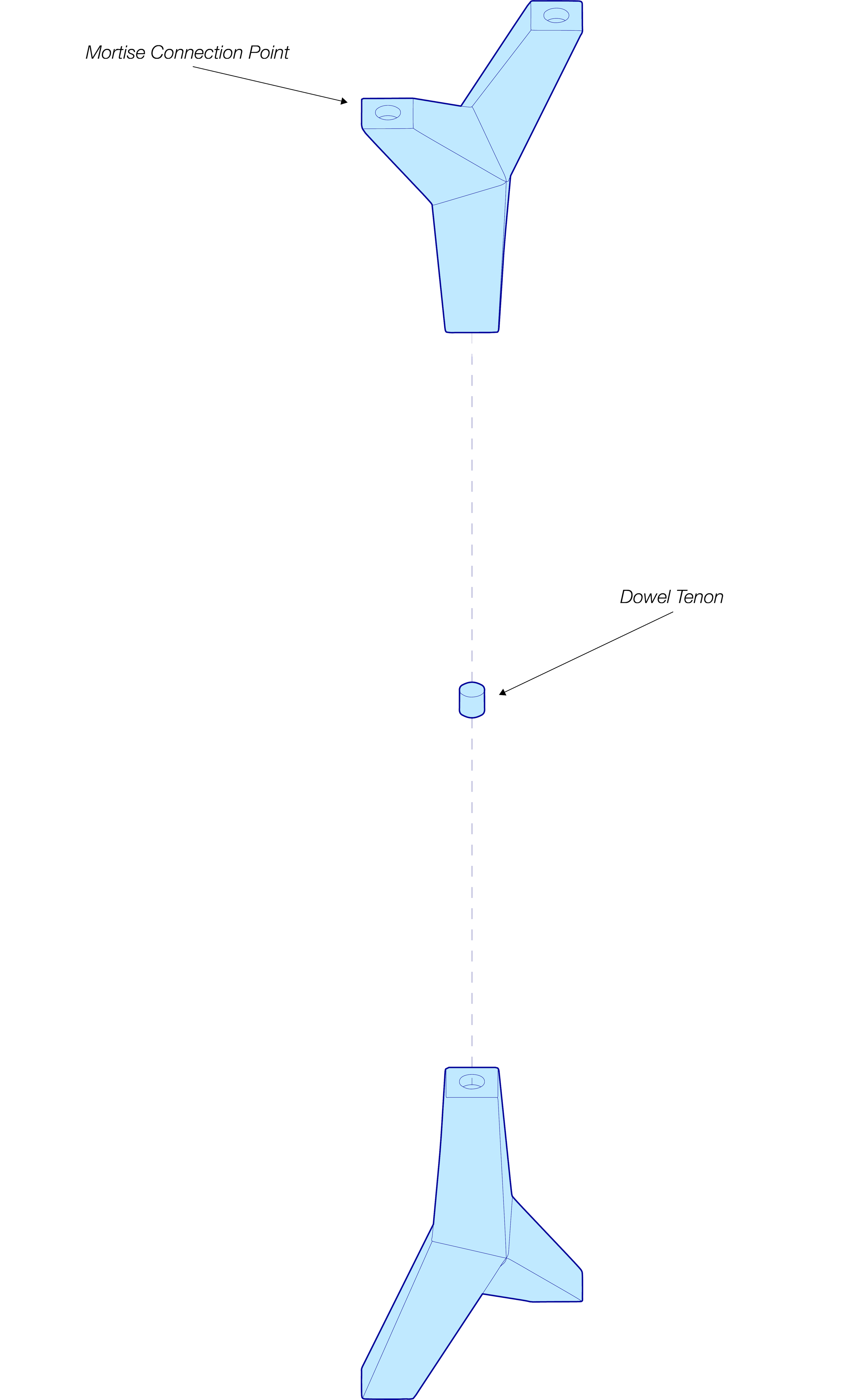 Illustration showing a mortise and tenon connection.