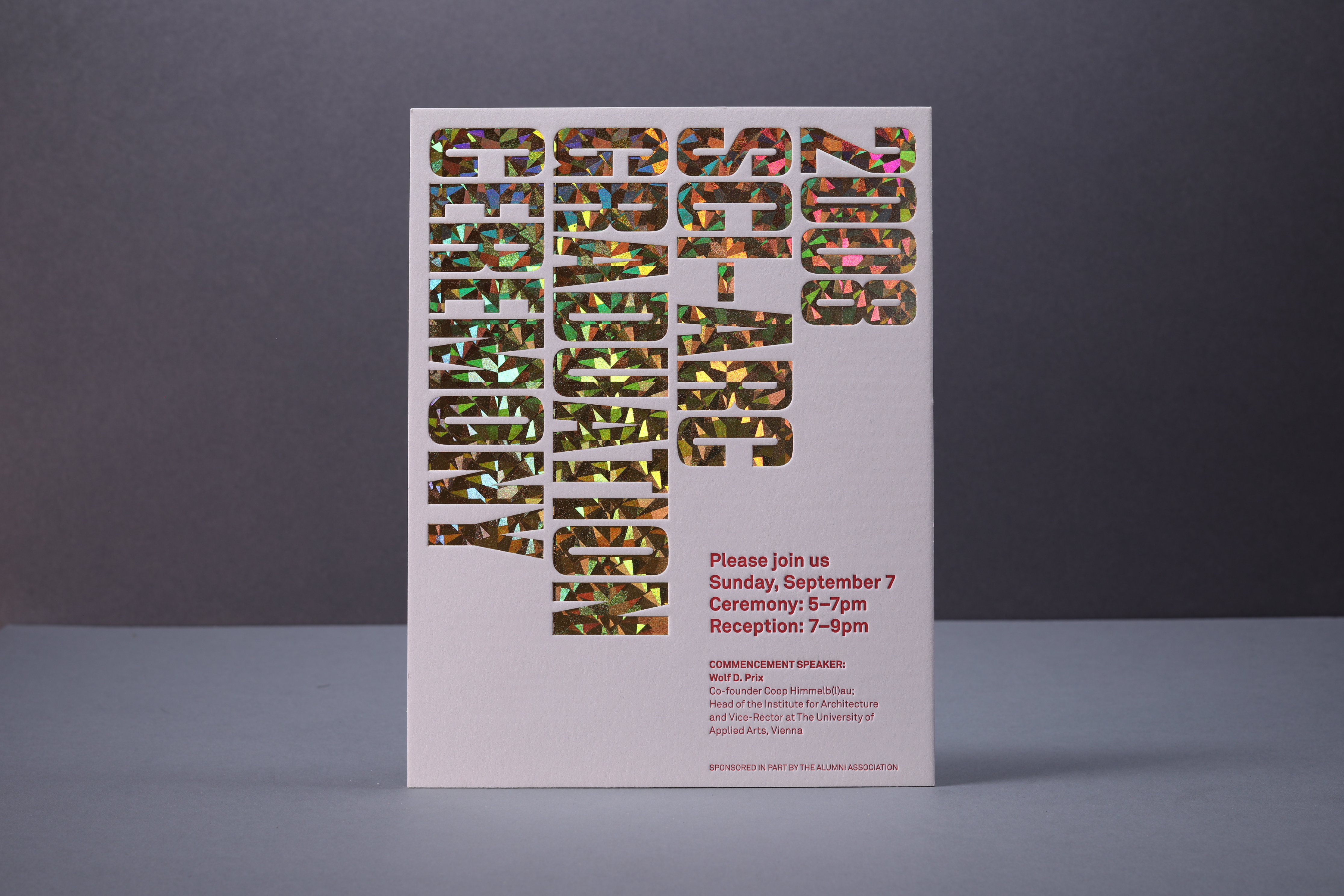 FOIL STAMPING & LETTERPRESS Southern California Institute of Architecture graduation invitation