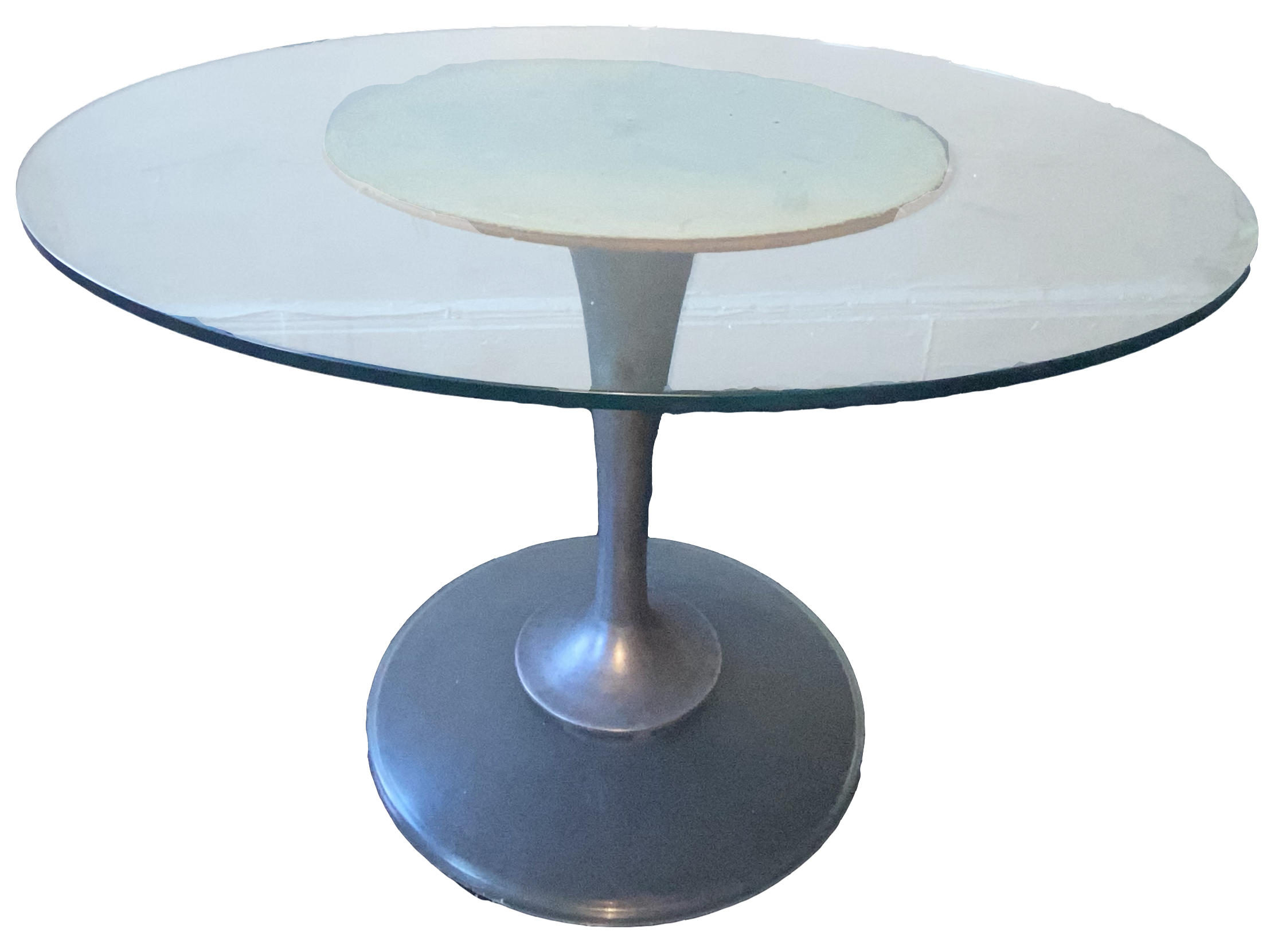 floating round glass top table