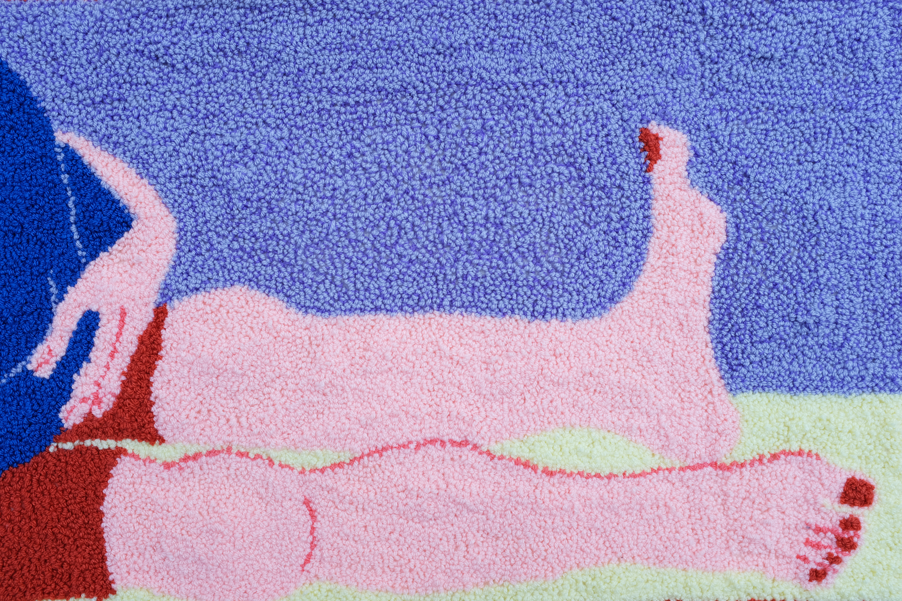 Delfin und Taucher (2021) Hand knotted wall hanging, 49 x 135 cm