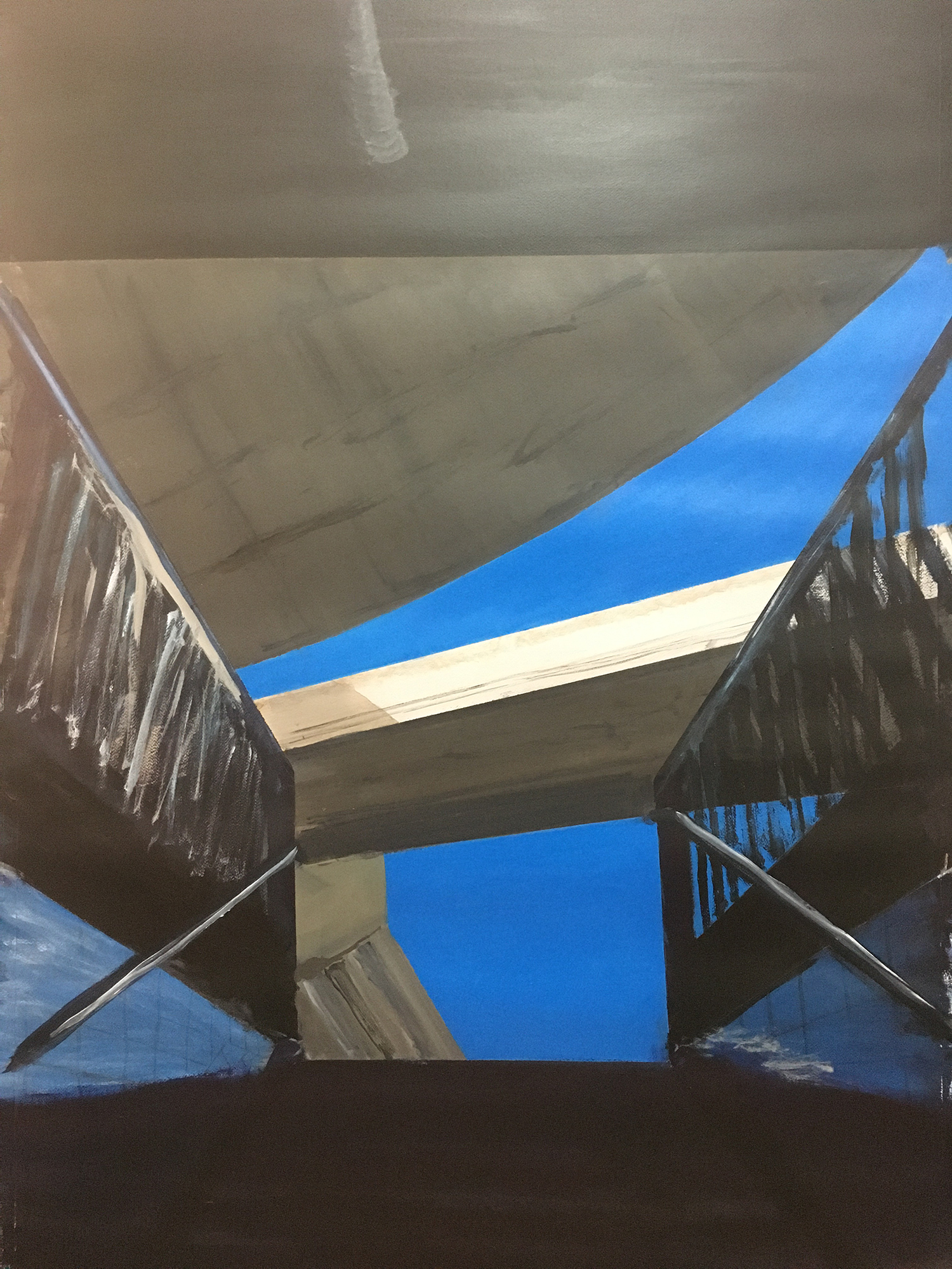 Salida con autopista y cieloAcrílico sobre papel Fabriano 300g150 x 100 cm2021(Disponible)CONSULTAR