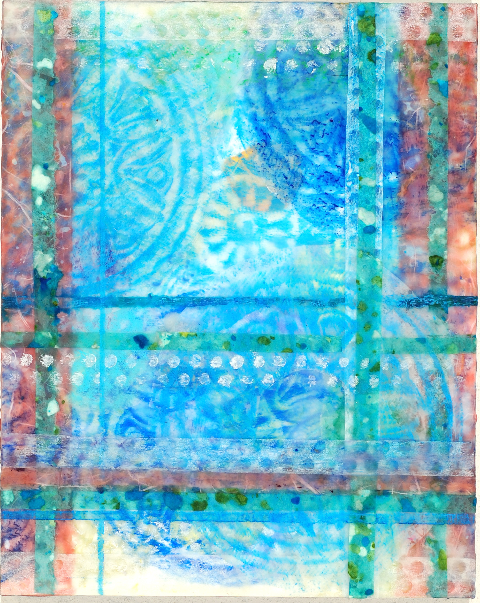 Screen, 2015, encaustic and mixed media, 10 x 8 inches