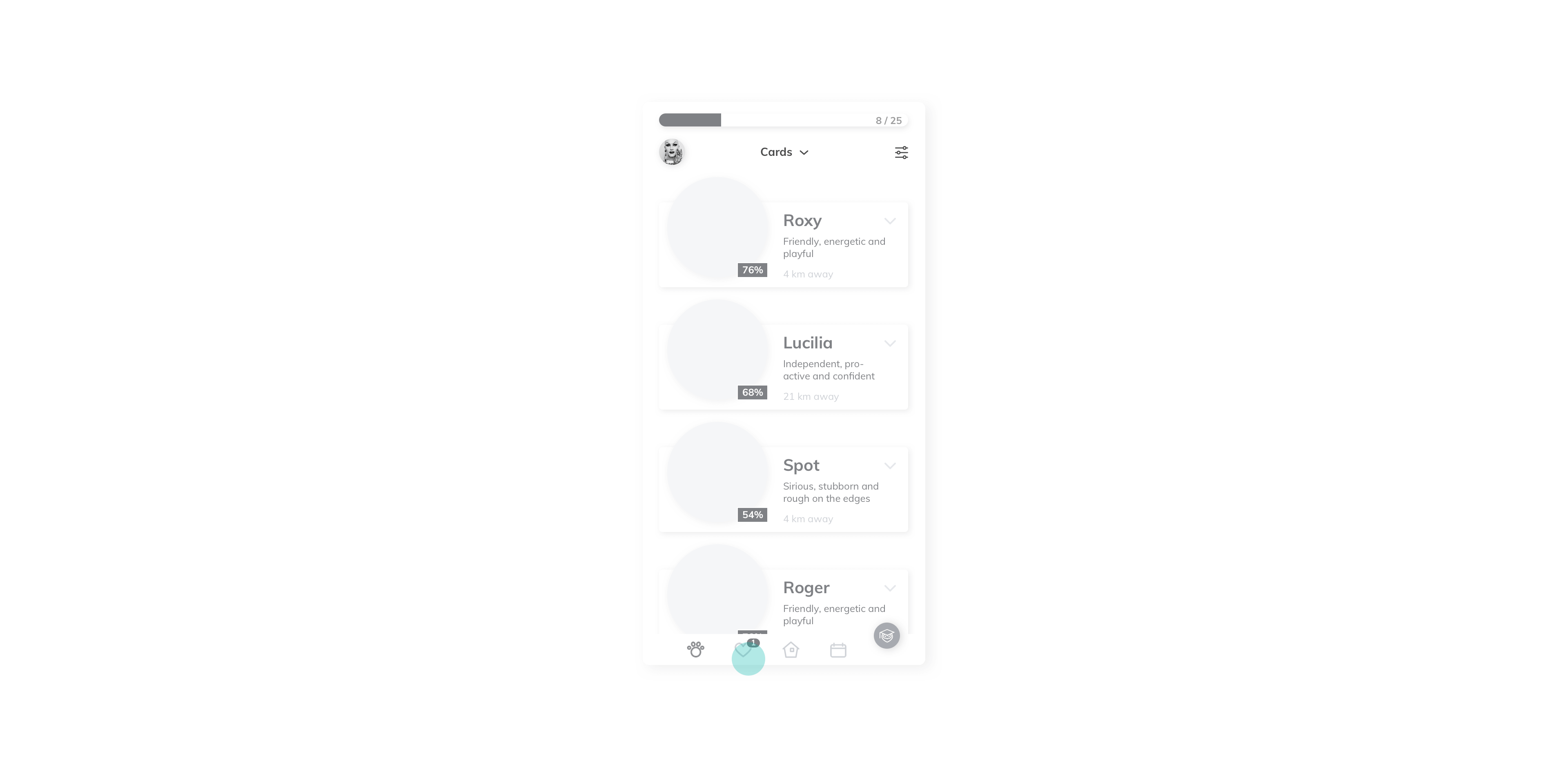 Notification if the new added card to the Favorite page.
