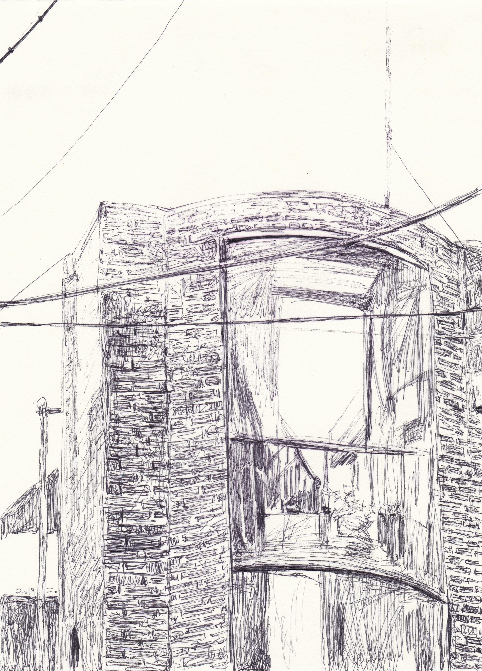 봉천동 길거리, 2019, pen on paper, 21*14.8(cm)