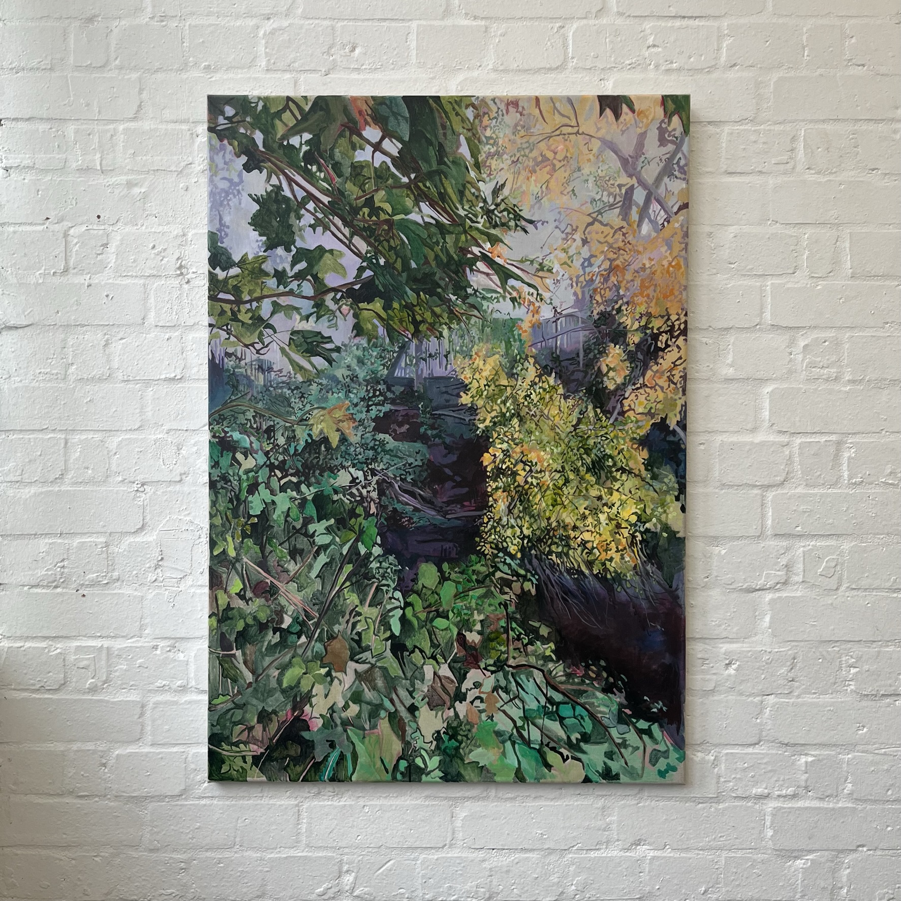 Glimpse of the Lea (2023), acrylic on linen, 100 x 80cm