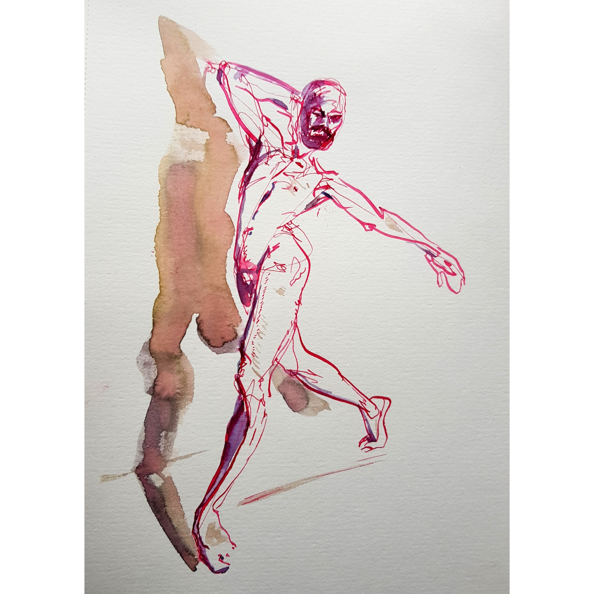 Dancer II Shadow, watercolour on paper, 21 x 15cm,