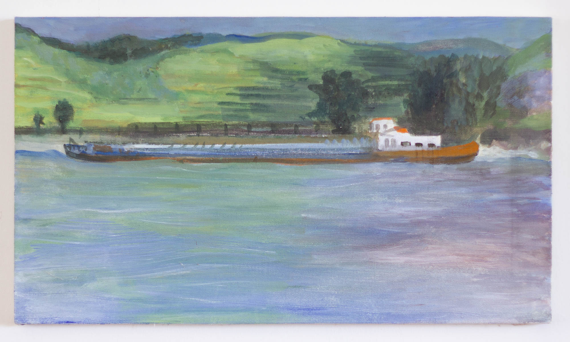 Cargo ship, Egg Tempera/ Canvas, 2020, 35x61cm