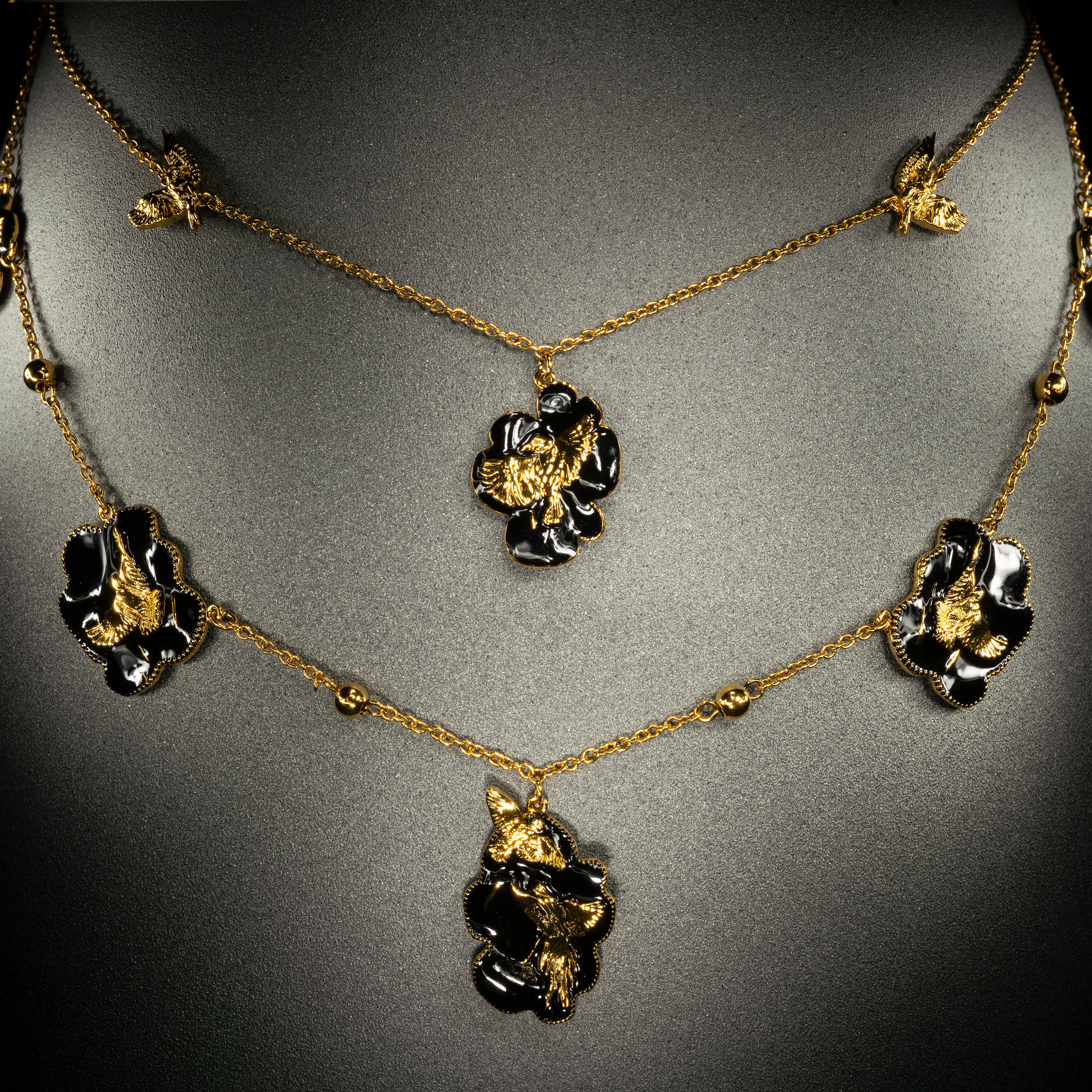 Arise Necklace Gold and Black View 4 by Angela Mia
