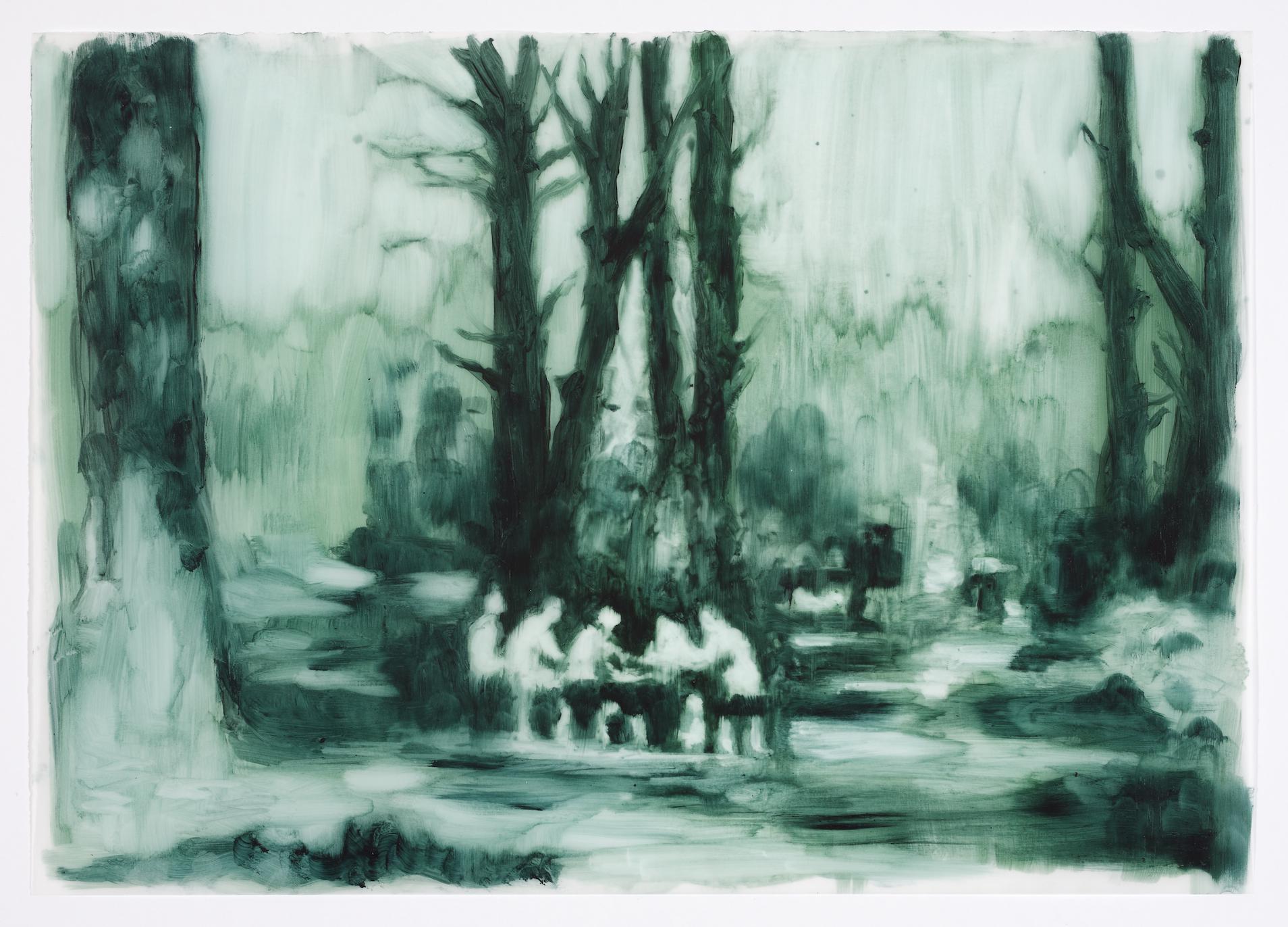 Trace III, 2015. Oil on tracing paper, 30 x 42 cm