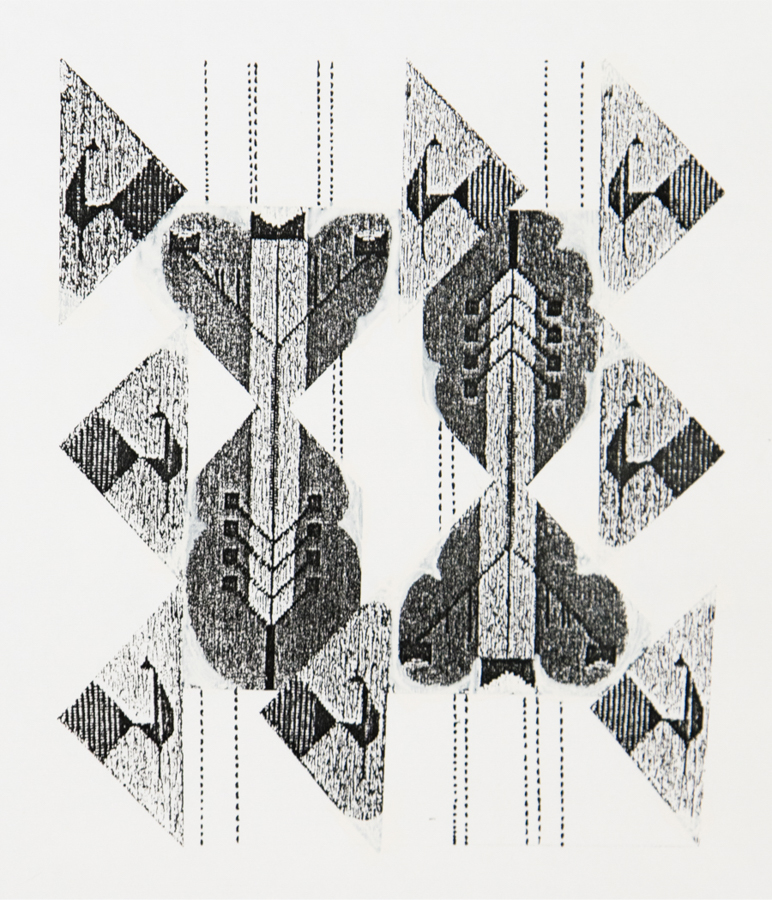 Design for handmade carpet. Collage. Xerox copy on cardboard. 1980's