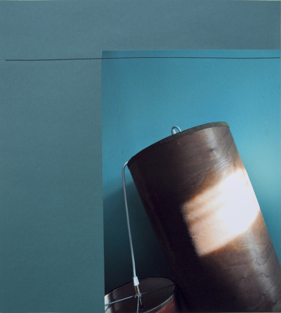 "Veneer", 2017. Archival pigment print, Pantone paper, and thread, 17 ½ x 19 ½ inches