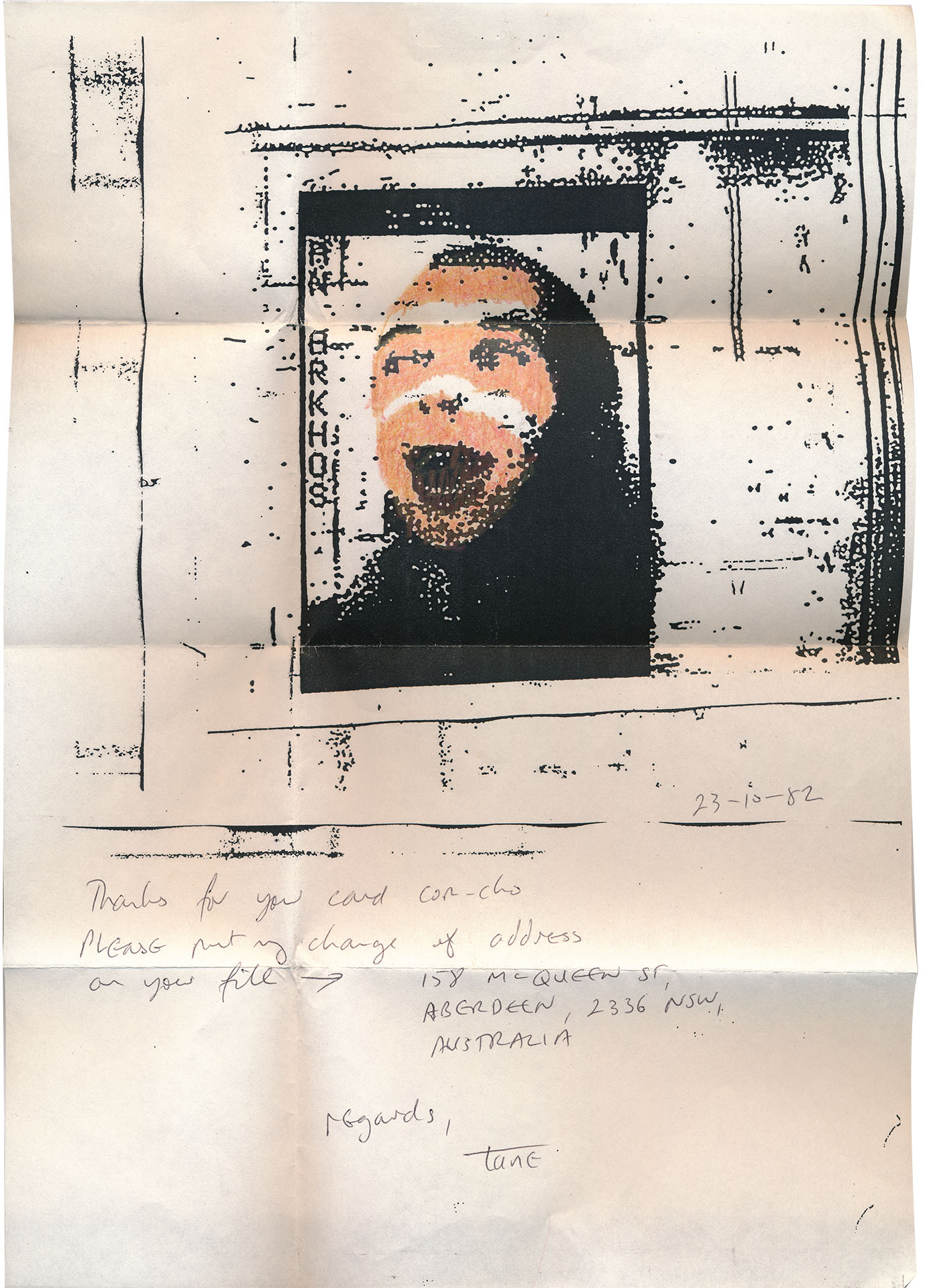 Carta cambio de dirección, Tane, Hoja, Australia, 1982