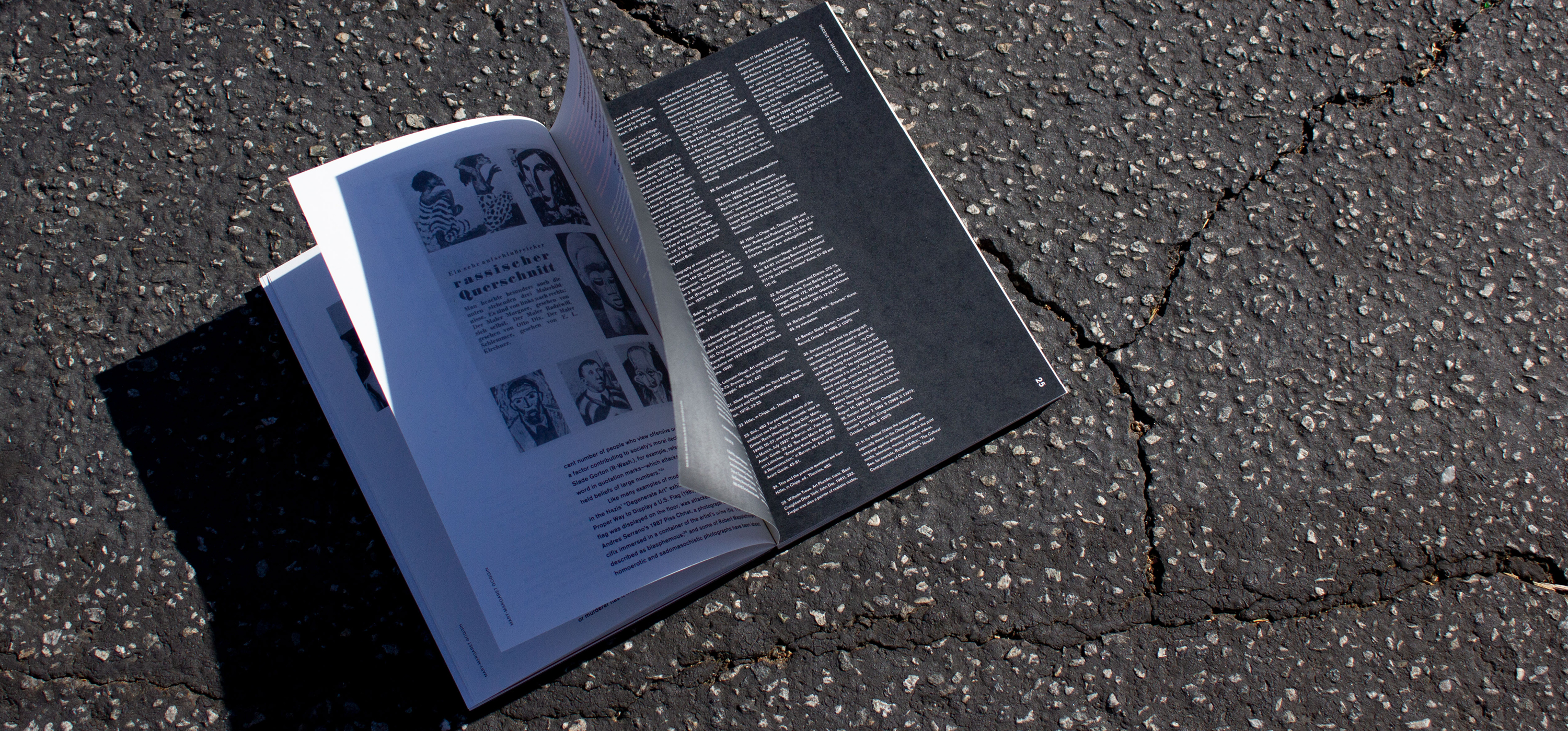Images are being used to break the orderly system of the columns with text to represent rebellion by going against the status quo.