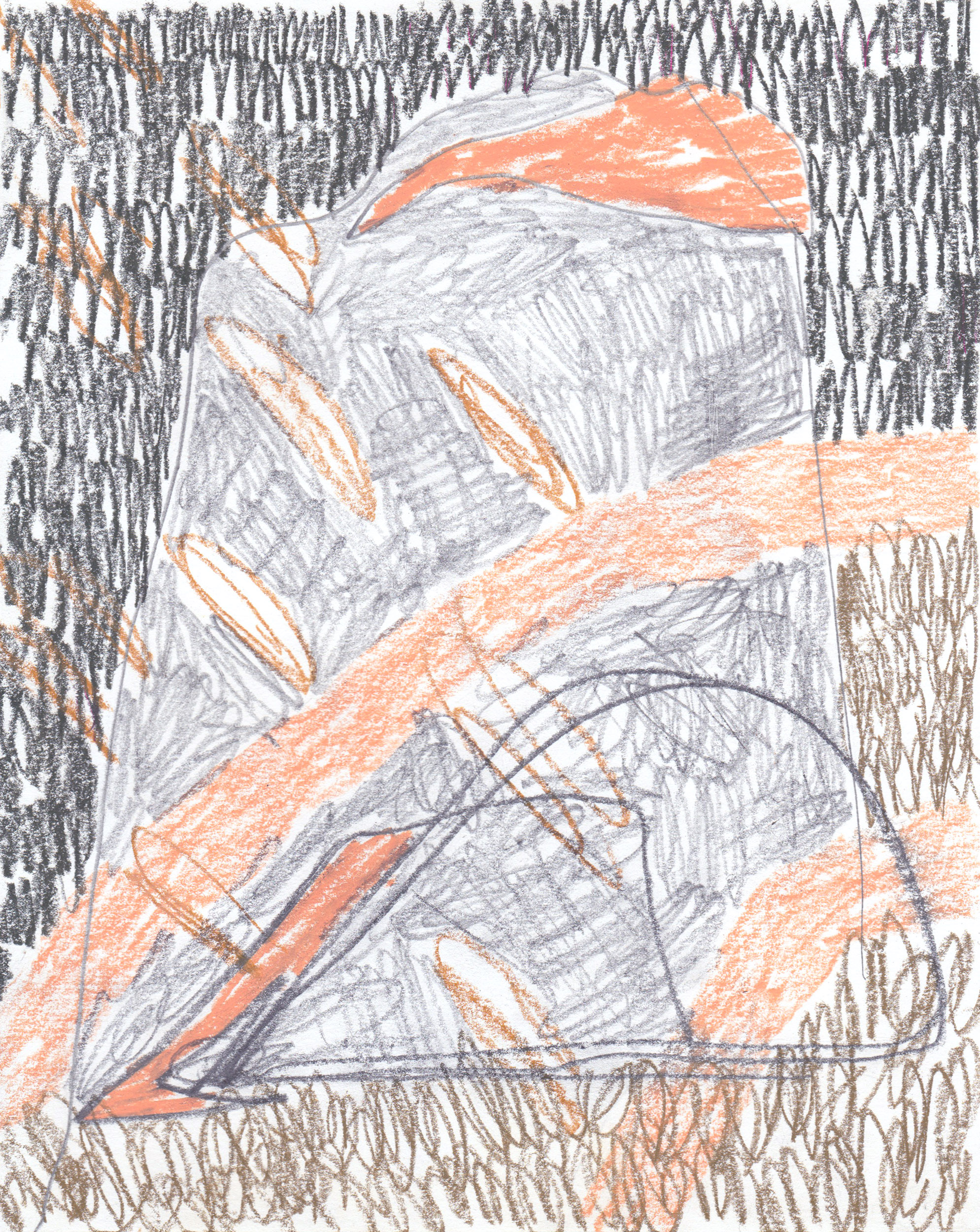 Standing Stone, Graphite, pastel, and crayon, 8"x10", 2020
