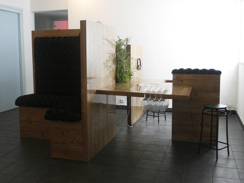 Libra, 2010, variable size, formica, fabric, mixed media