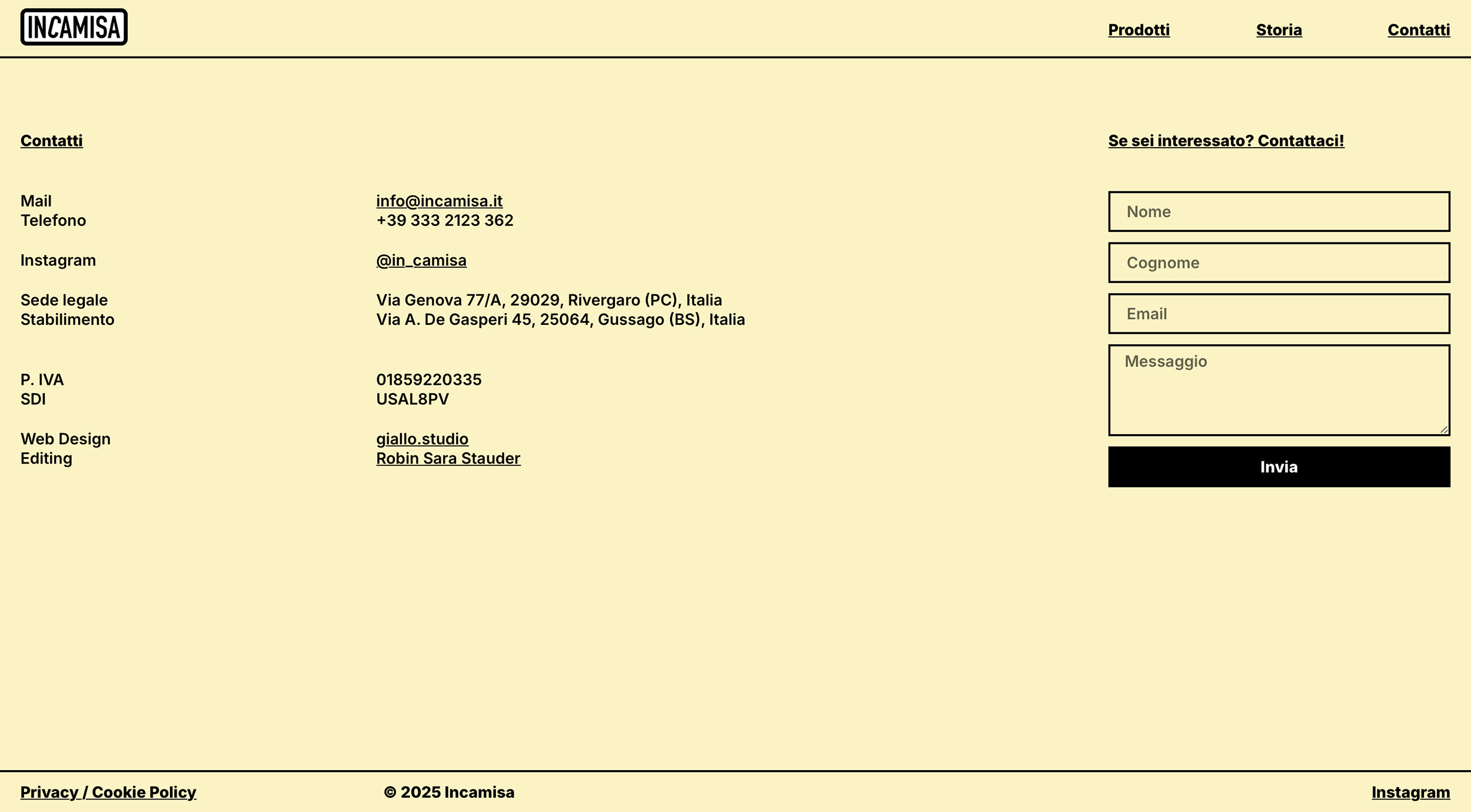 giallo.studio graphic web-design for Incamisa