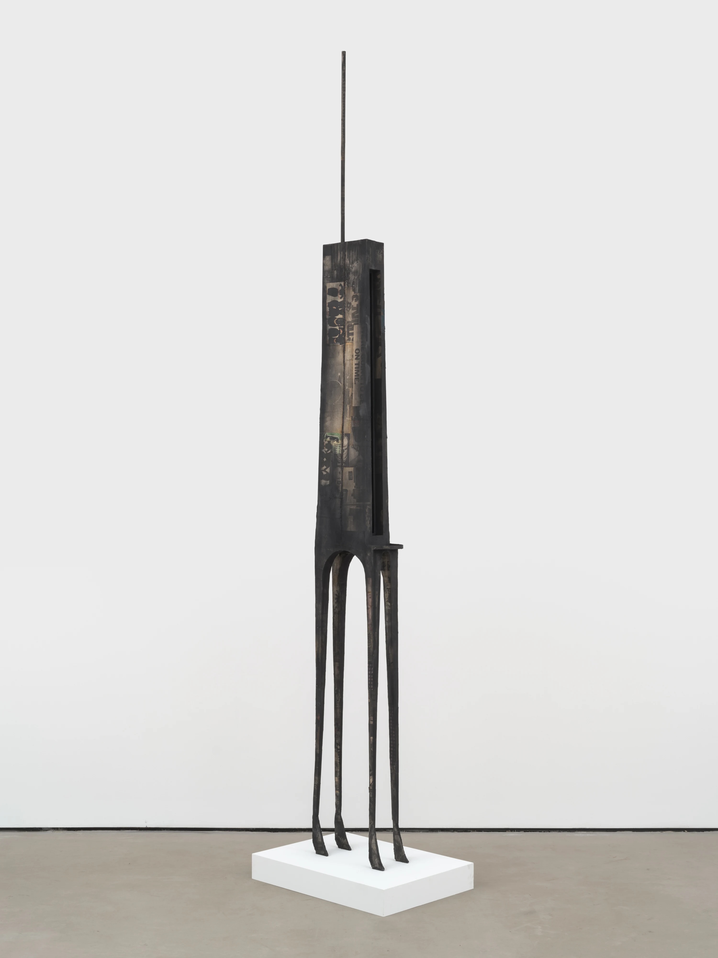 Nicholas Sullivan Untitled, 2024 Steel, charcoal, pigment, and paper 128 x 15 1/2 x 6 1/2 inches 325,1 x 39,4 x 16,5 cm